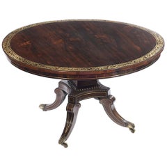 19th Century Regency Rosewood and Brass Strung Circular Breakfast Table