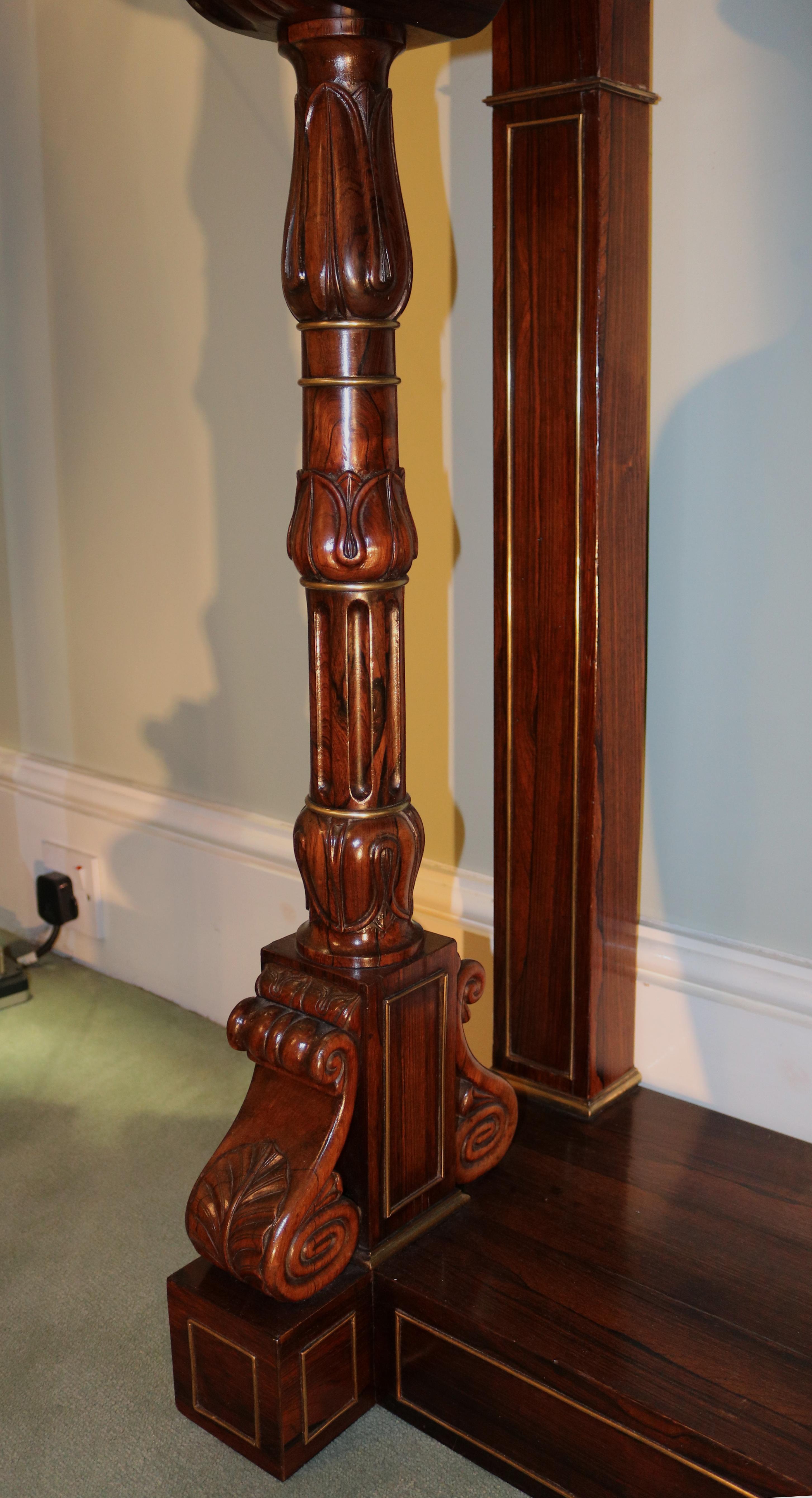 Polished 19th Century Regency Rosewood and Marble Console Table For Sale