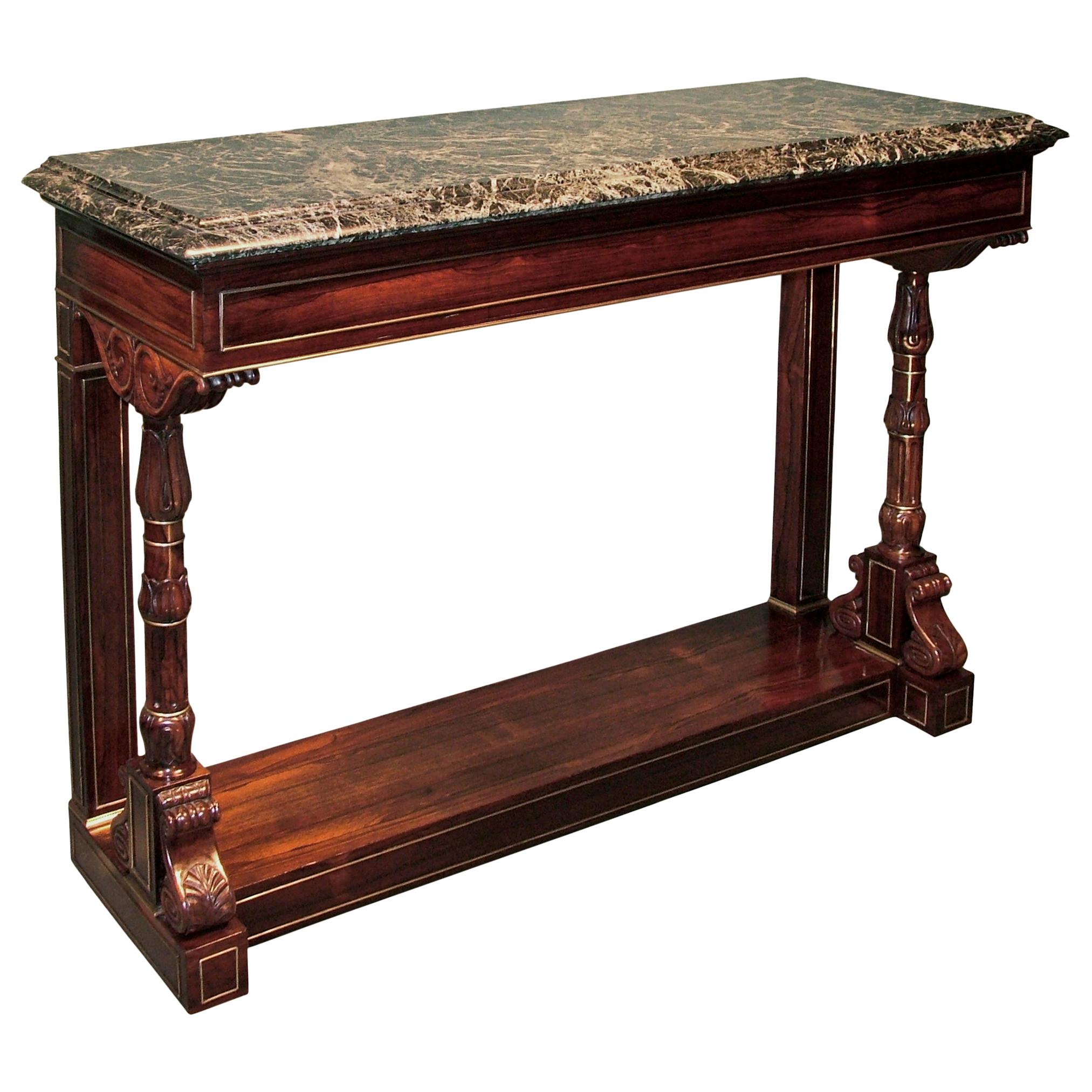 19th Century Regency Rosewood and Marble Console Table