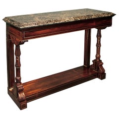 Table console Regency du 19ème siècle en bois de rose et marbre