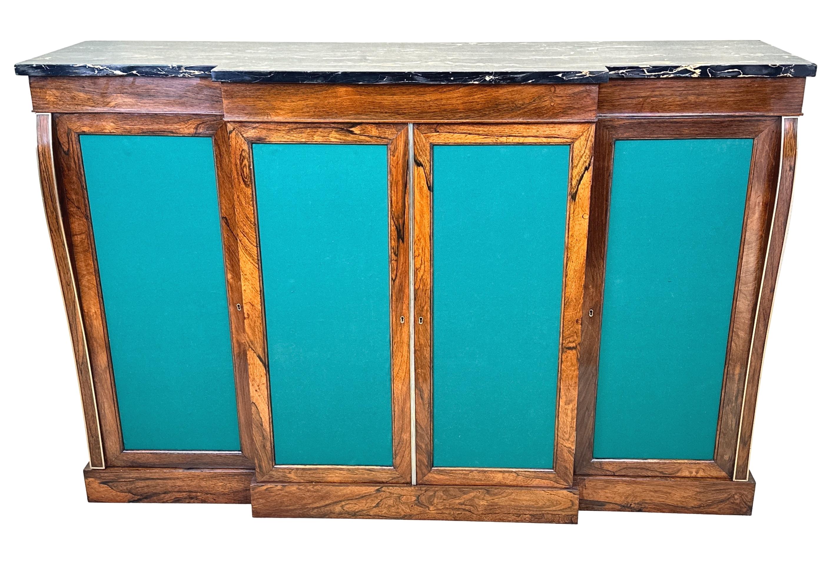 19th Century Regency Rosewood Breakfront Side Cabinet For Sale 12