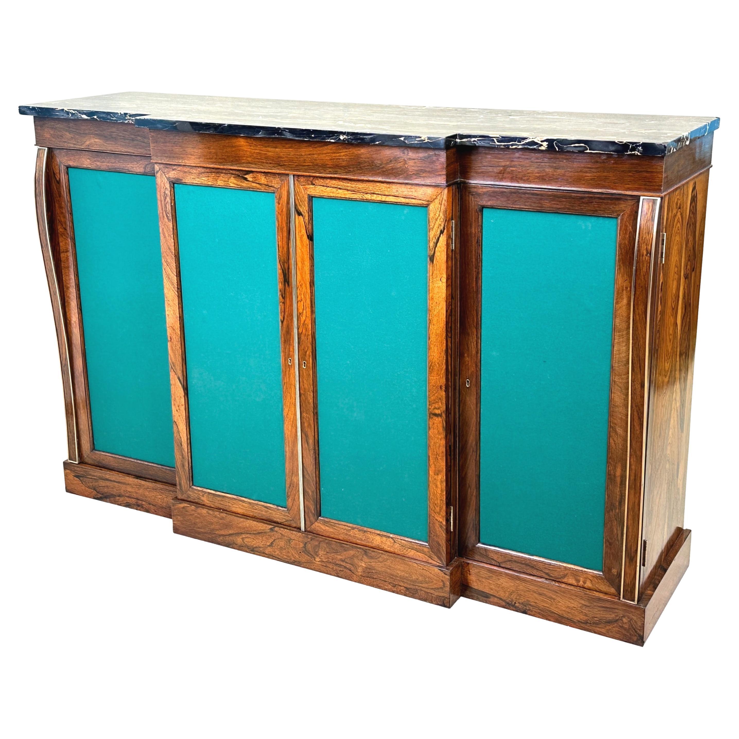 19th Century Regency Rosewood Breakfront Side Cabinet For Sale