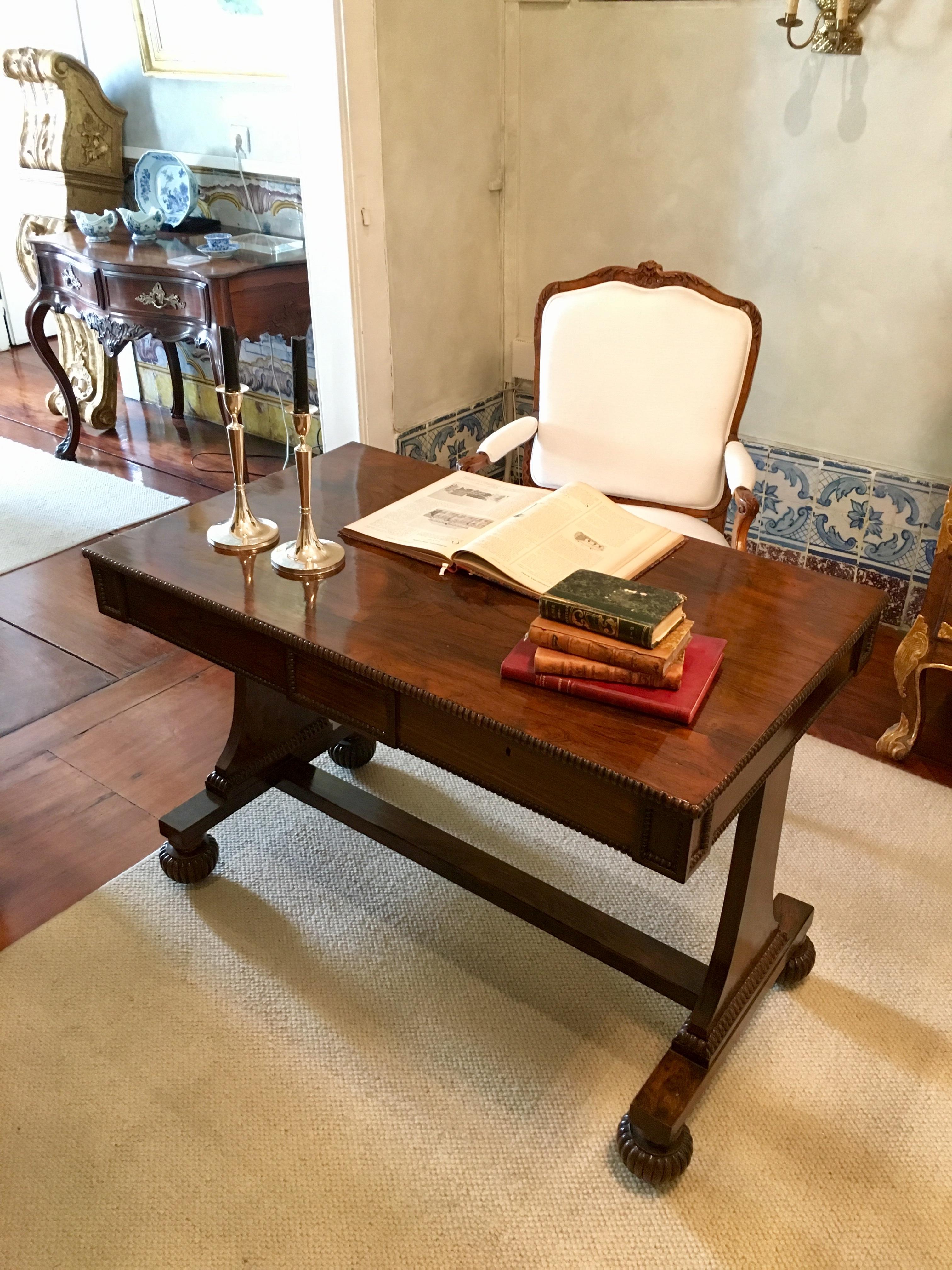 19th Century Regency Rosewood Library Table For Sale 4