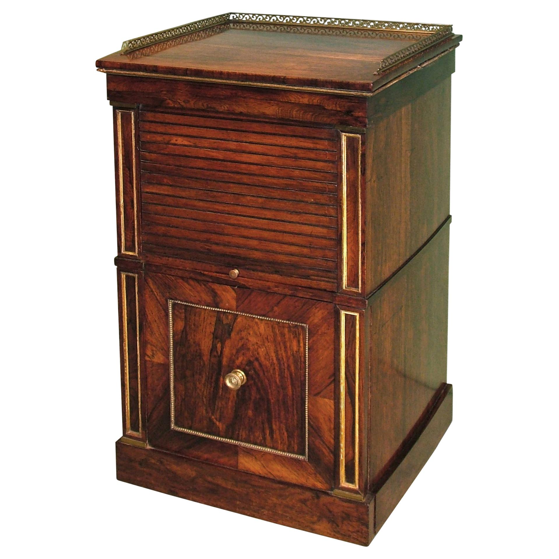 19th Century Regency Rosewood Tambour Bedside Cabinet