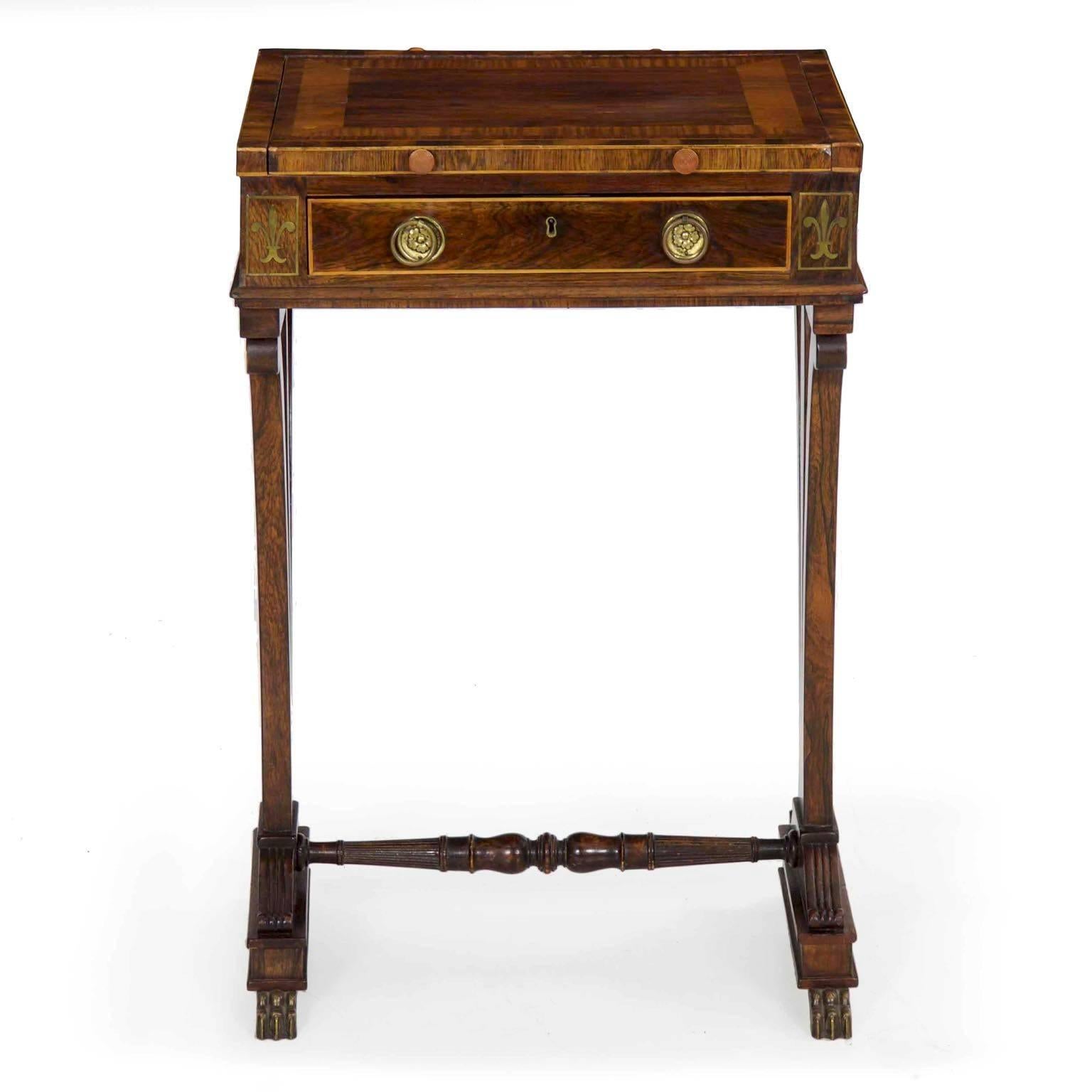 English 19th Century Regency Rosewood Writing Table Accent Console, circa 1815-1825
