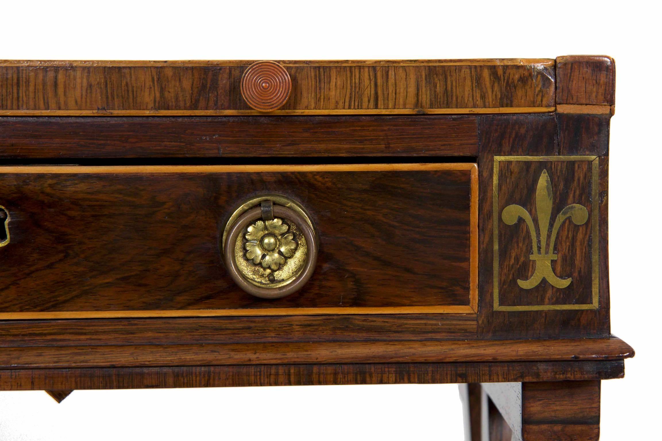 Veneer 19th Century Regency Rosewood Writing Table Accent Console, circa 1815-1825