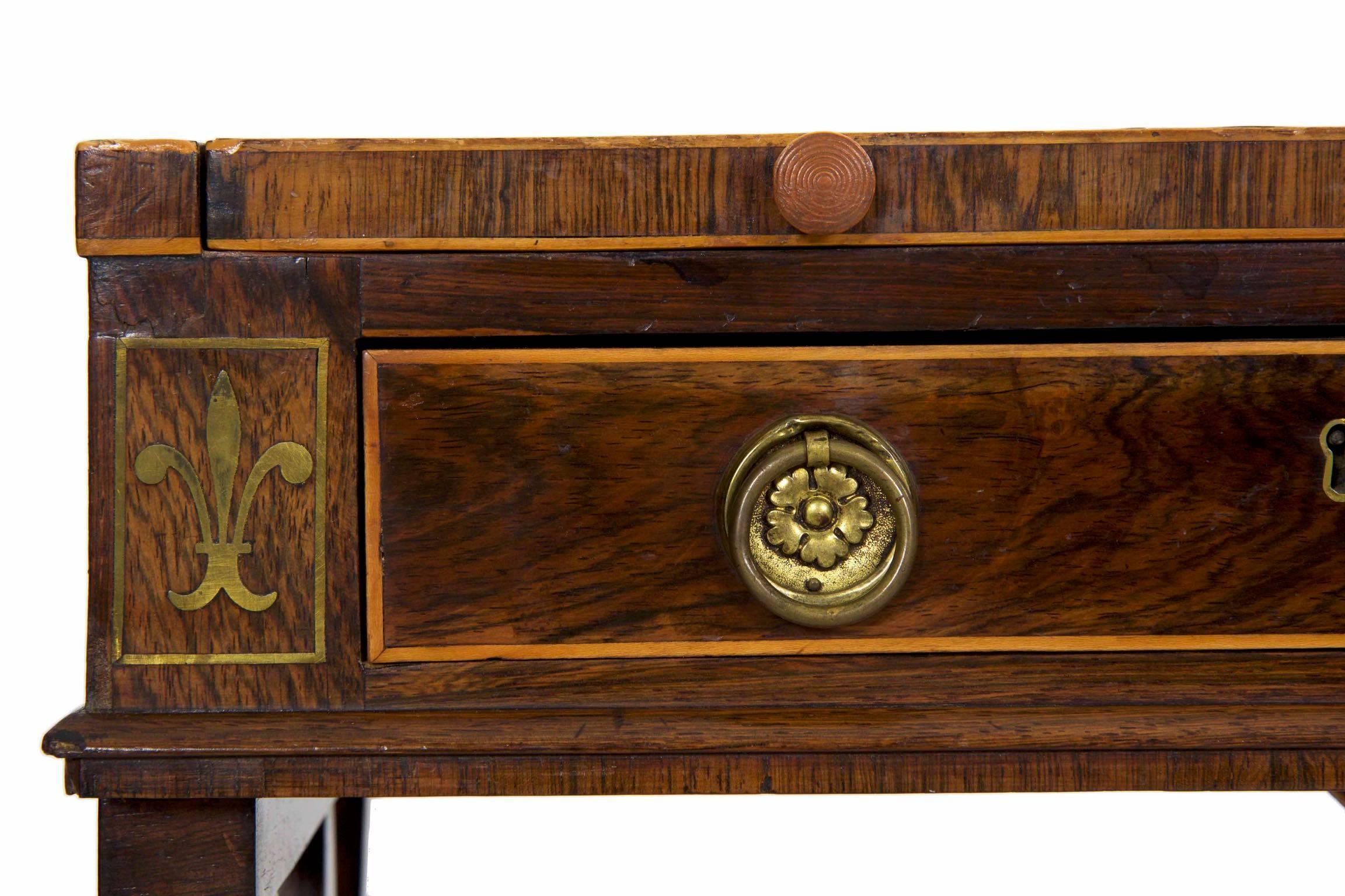 19th Century Regency Rosewood Writing Table Accent Console, circa 1815-1825 In Good Condition In Shippensburg, PA
