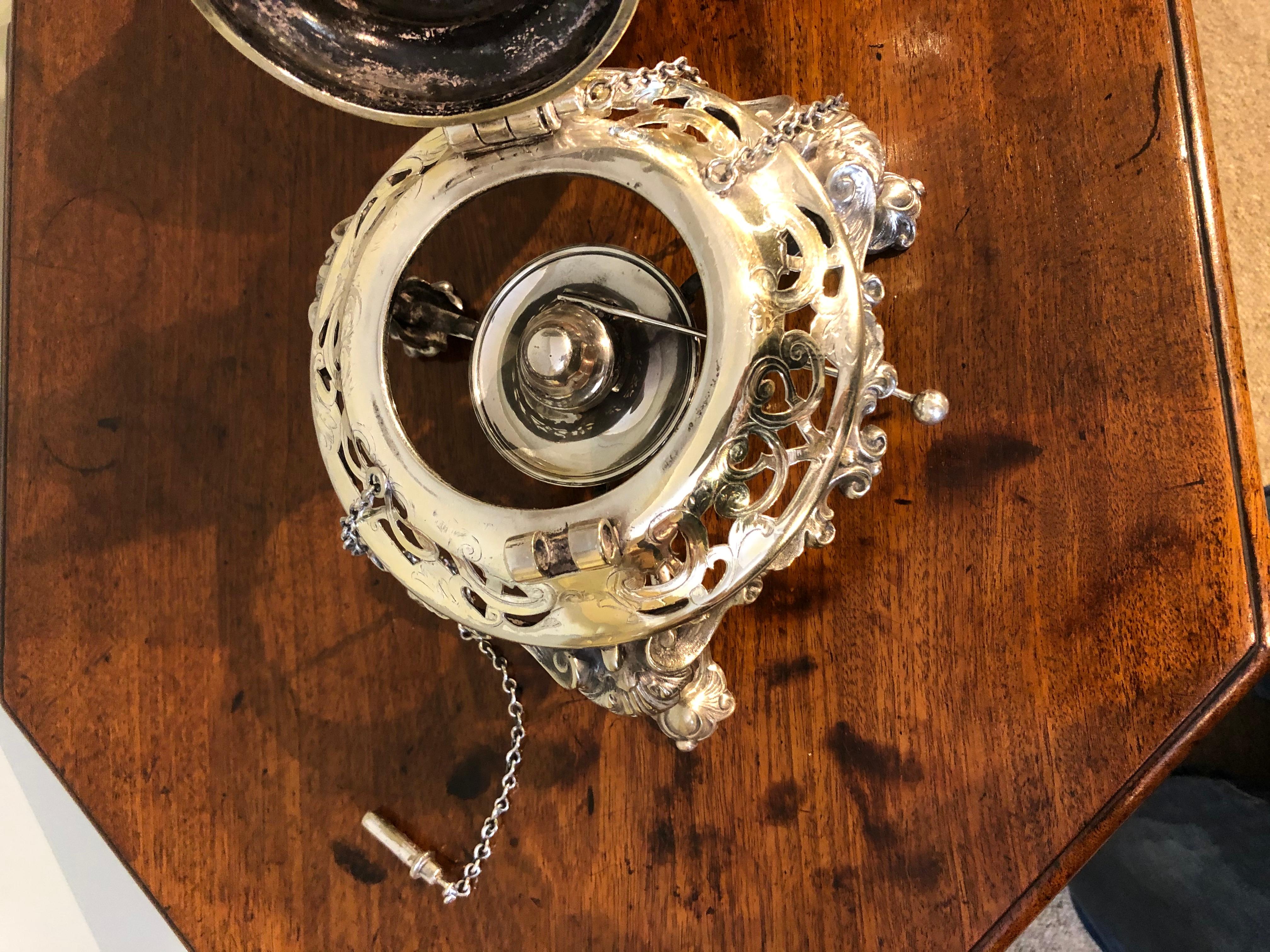 19th Century Regency Silver Tilting Teapot with Burner 5