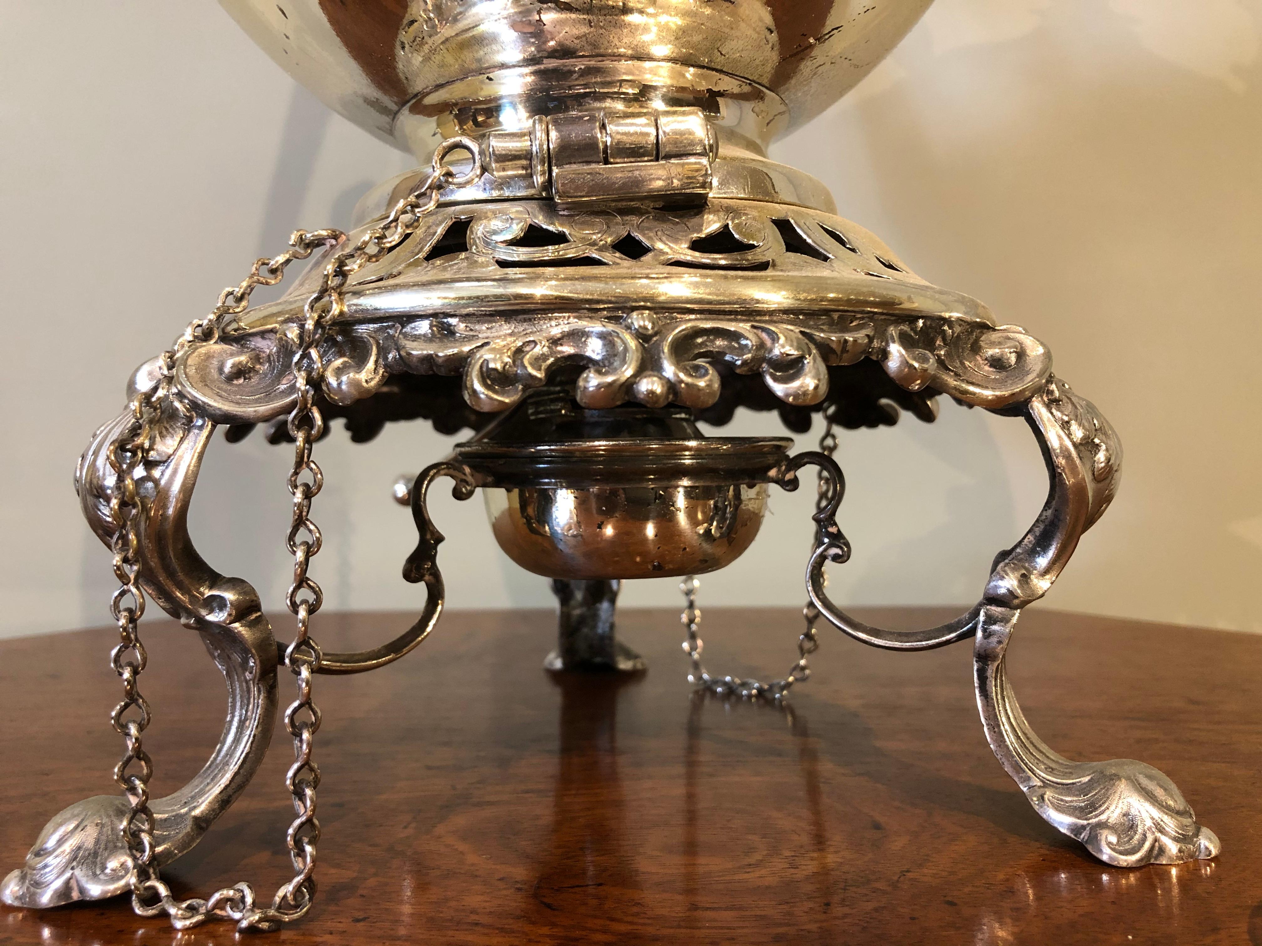 19th Century Regency Silver Tilting Teapot with Burner 2