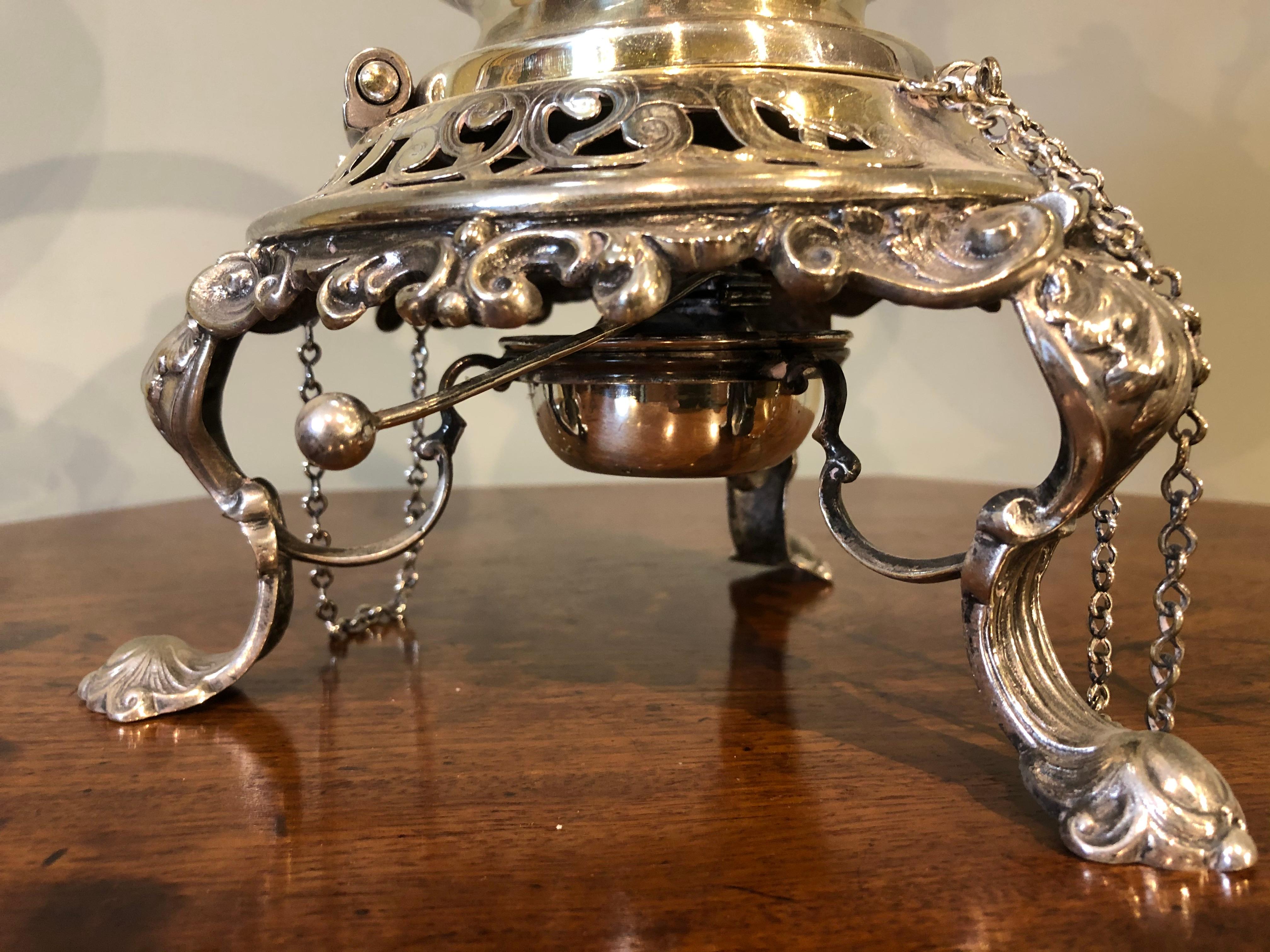 19th Century Regency Silver Tilting Teapot with Burner 3