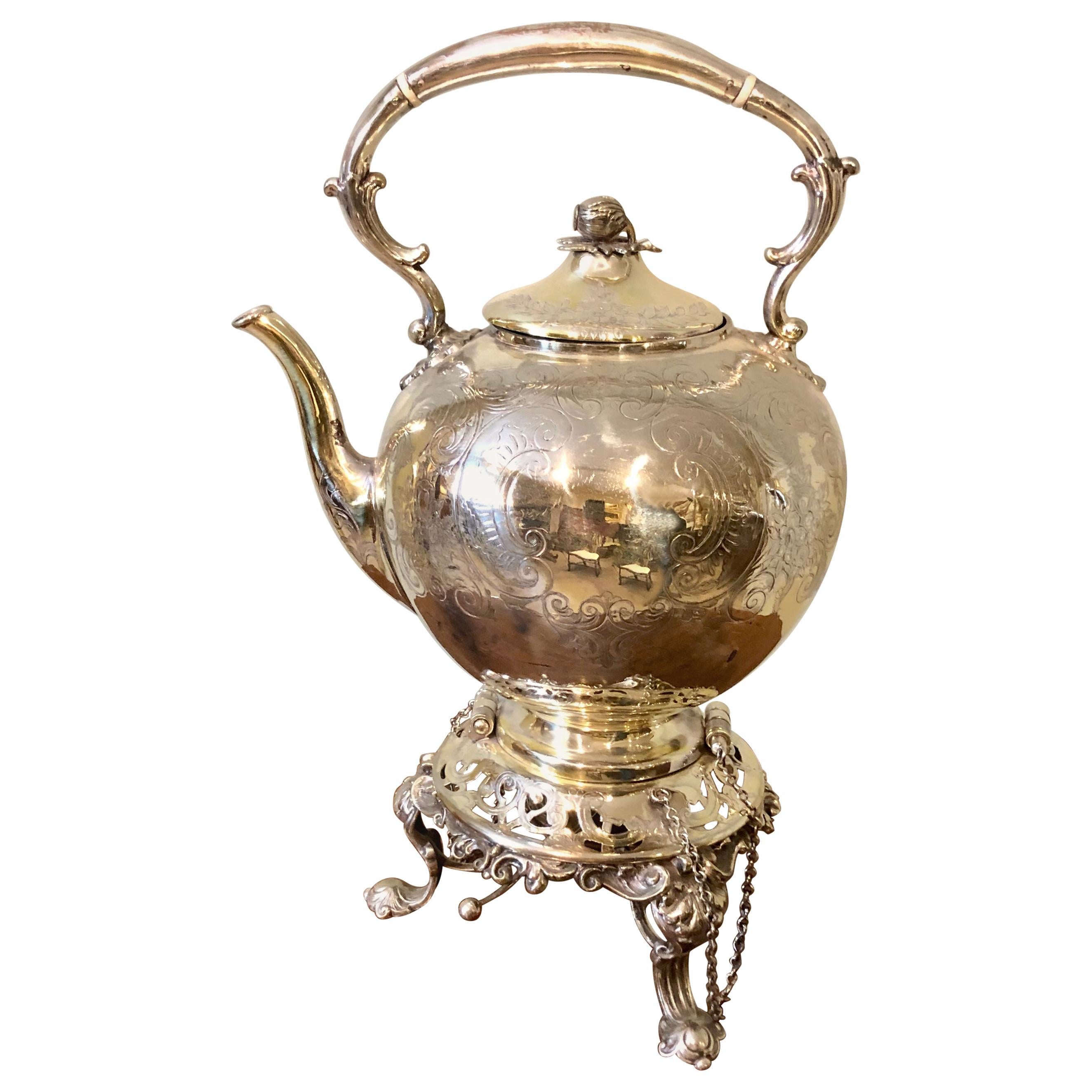 19th Century Regency Silver Tilting Teapot with Burner
