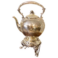 Antique 19th Century Regency Silver Tilting Teapot with Burner