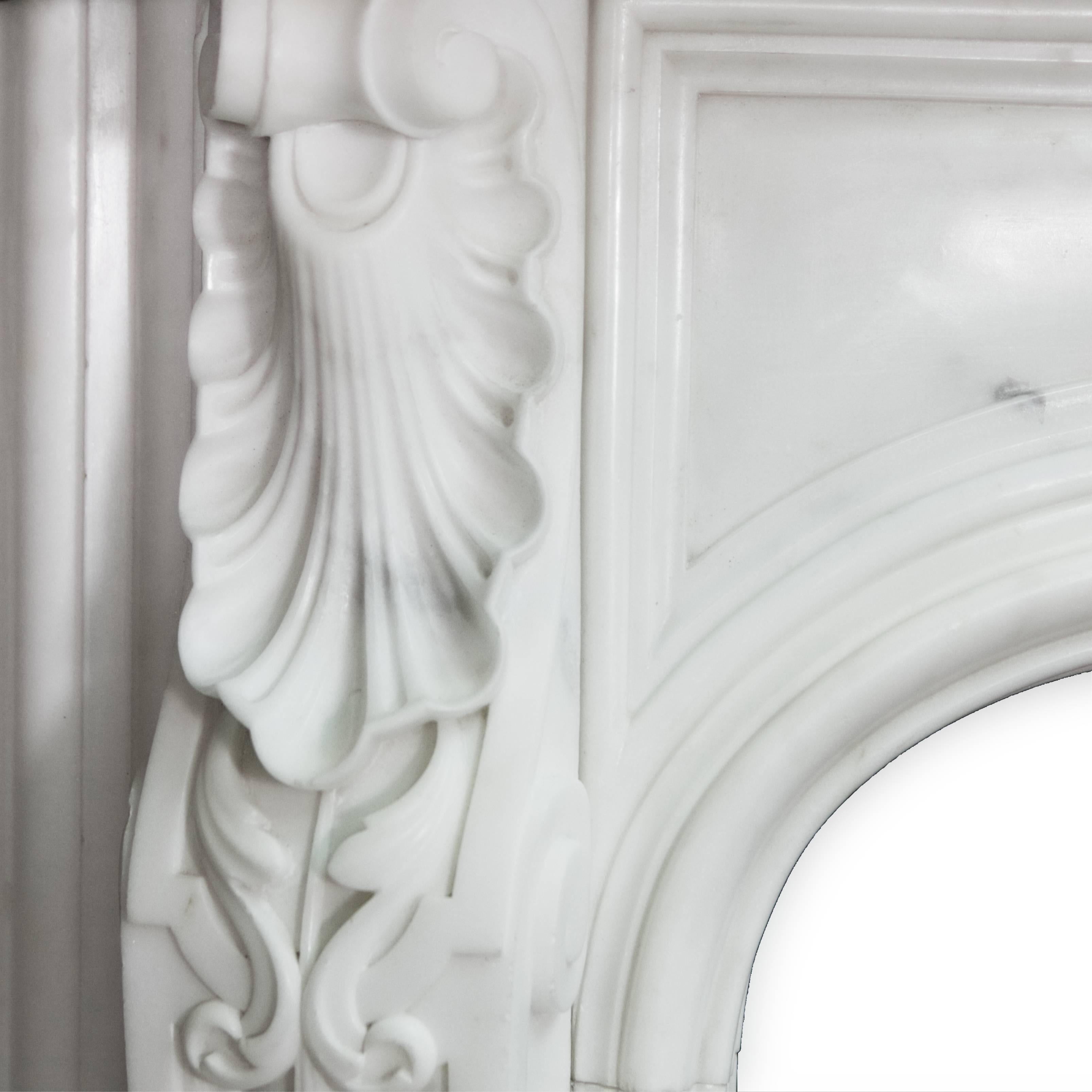 Hand-Carved 19th Century Regency Marble Fireplace