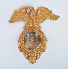 19th Century Regency Style Bullseye Mirror with Carved Eagle
