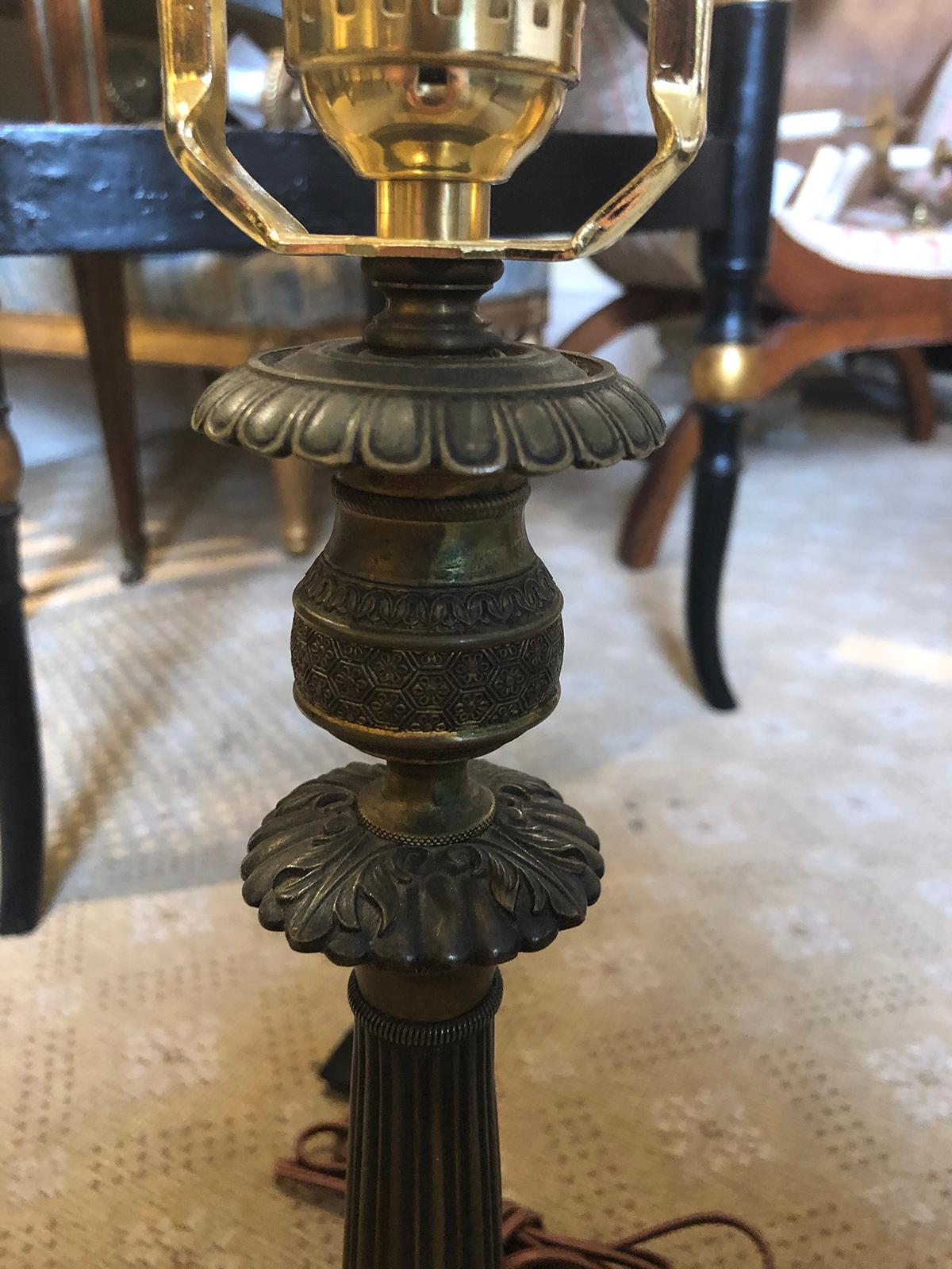 19th Century Regency Style Candlestick Lamp on Faux Marble Base For Sale 3