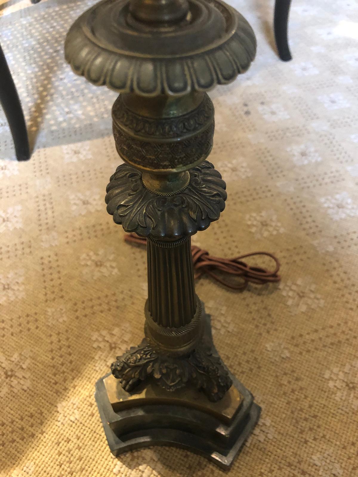 19th Century Regency Style Candlestick Lamp on Faux Marble Base For Sale 4