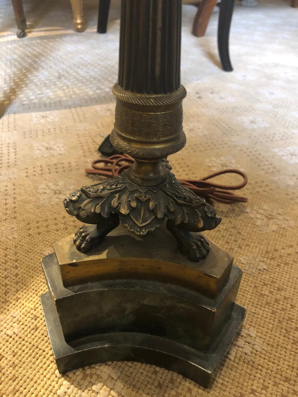 19th Century Regency Style Candlestick Lamp on Faux Marble Base For Sale 5