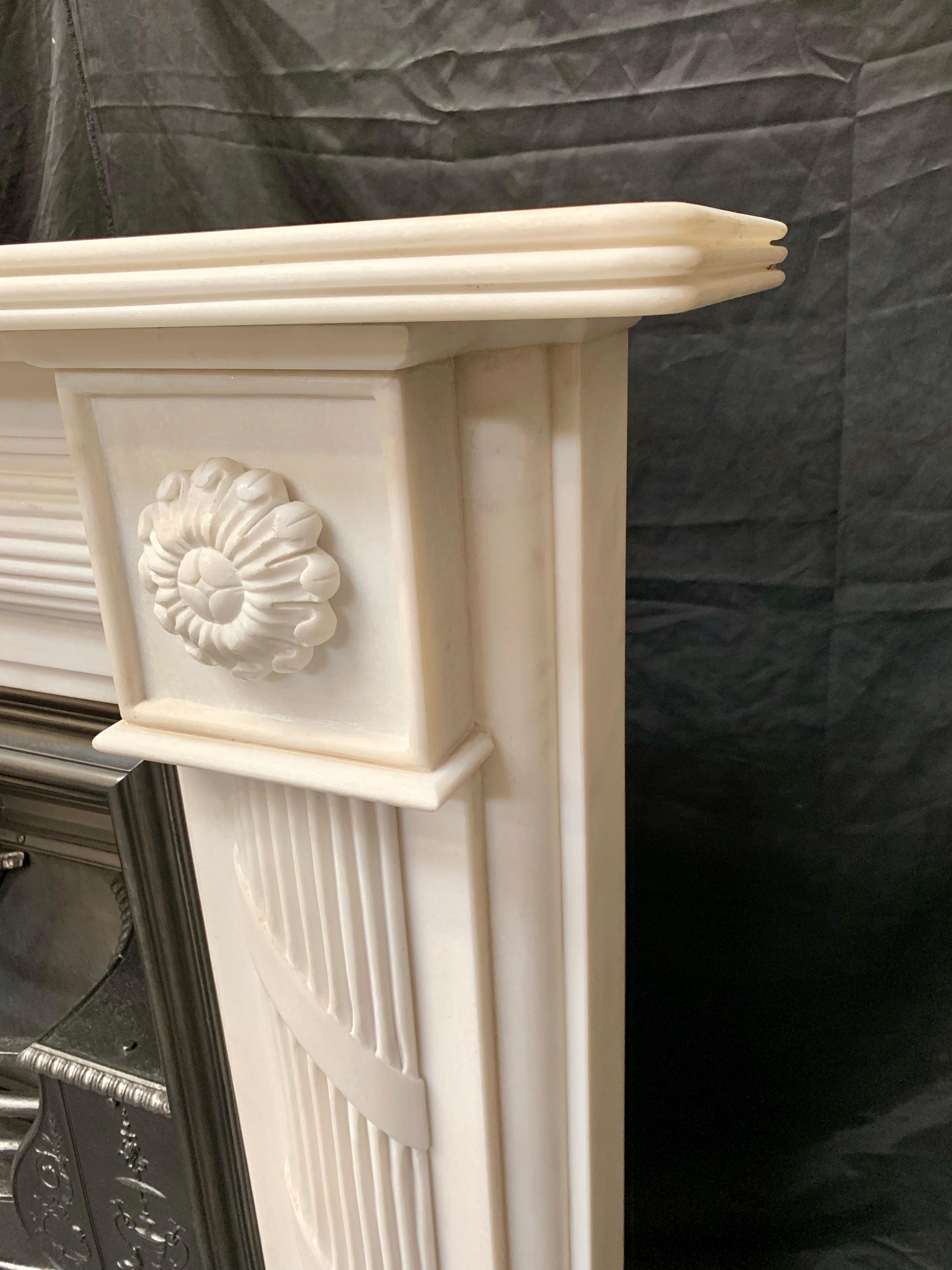 Early 20th Century 19th Century Regency Style Carved Statuary Marble Fireplace Surround For Sale