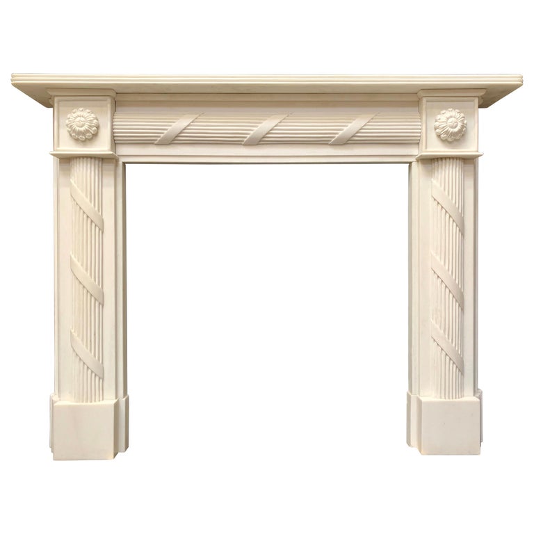 19th Century Regency Style Carved Statuary Marble Fireplace Surround For Sale