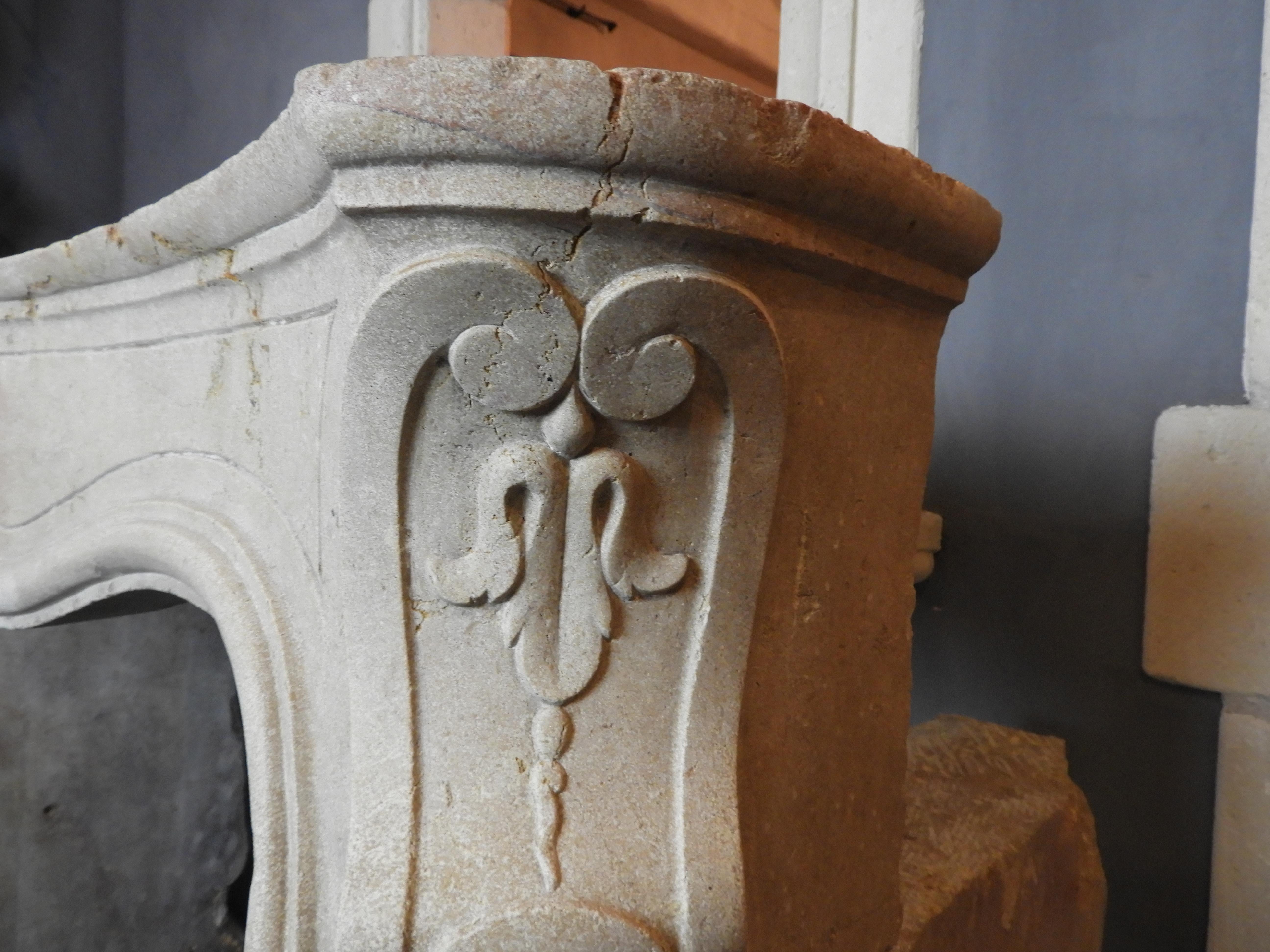 French 19th Century Regency Style Fireplace in Corton Stone from Burgundy For Sale
