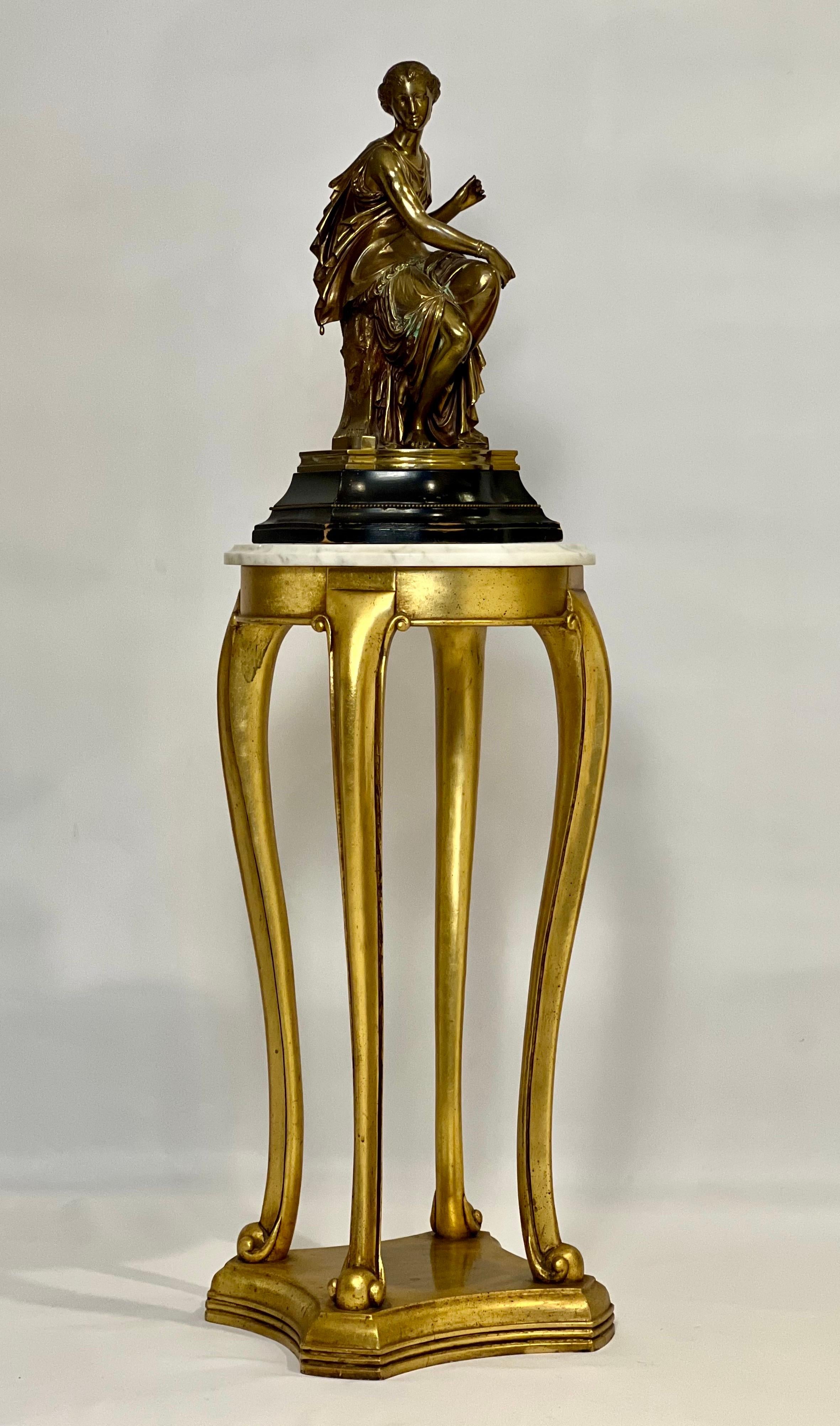 19th Century Regency Style Gilt Wood Marble Top Pedestal or Plant Stand For Sale 6
