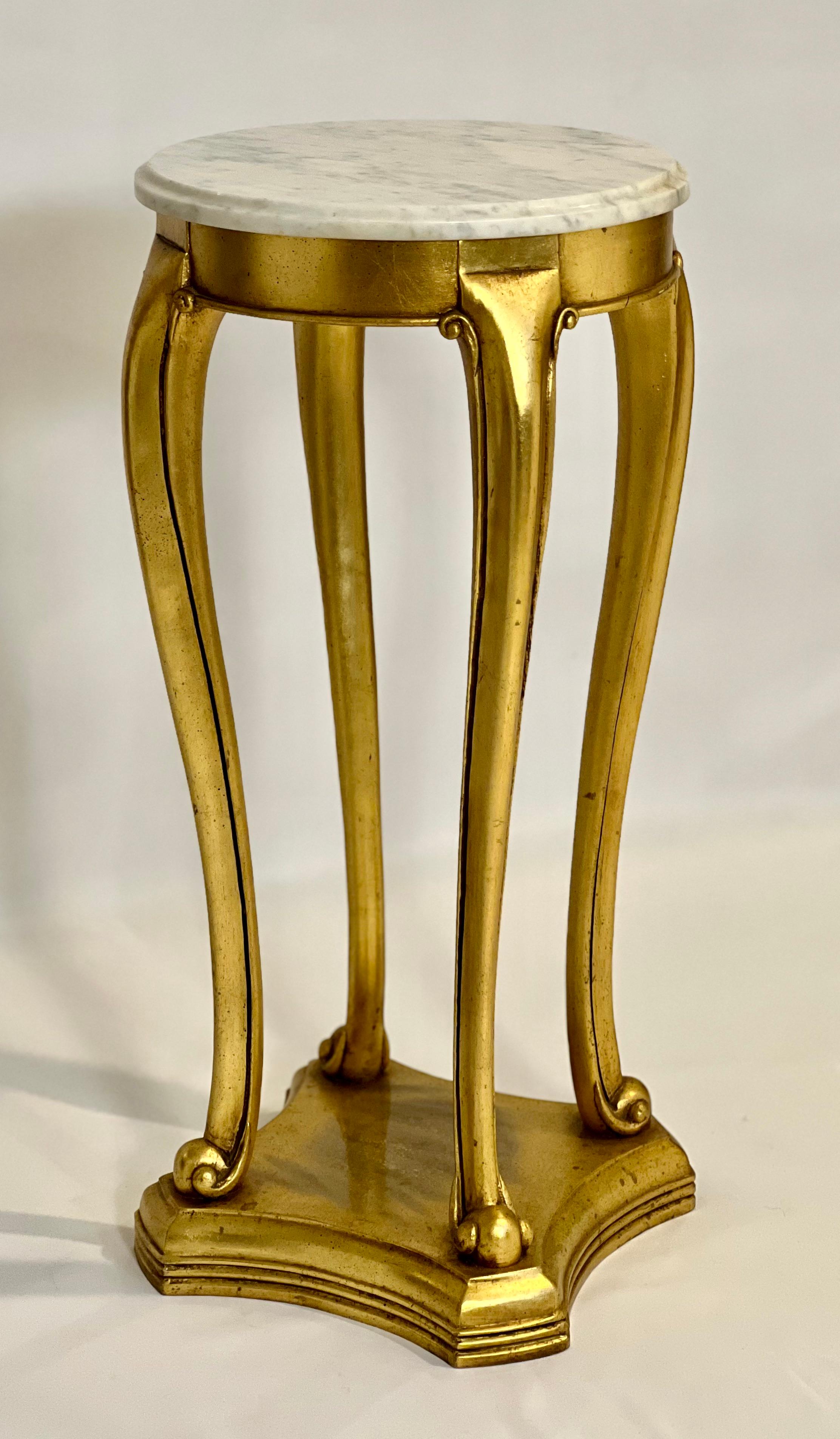 gold and marble plant stand