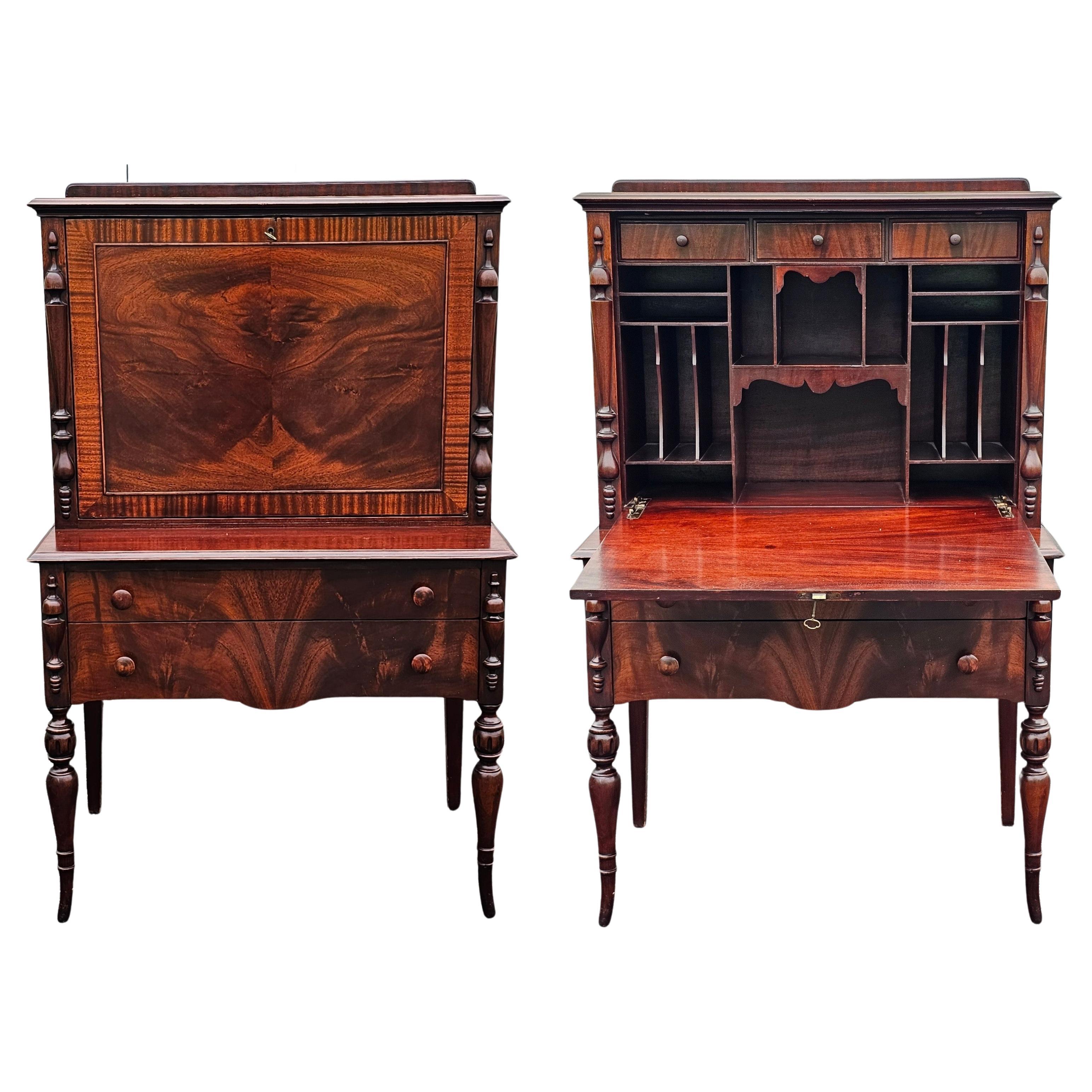 19th Century Regency Style Mahogany Fall Front Plantation / Bookkeepers Desk