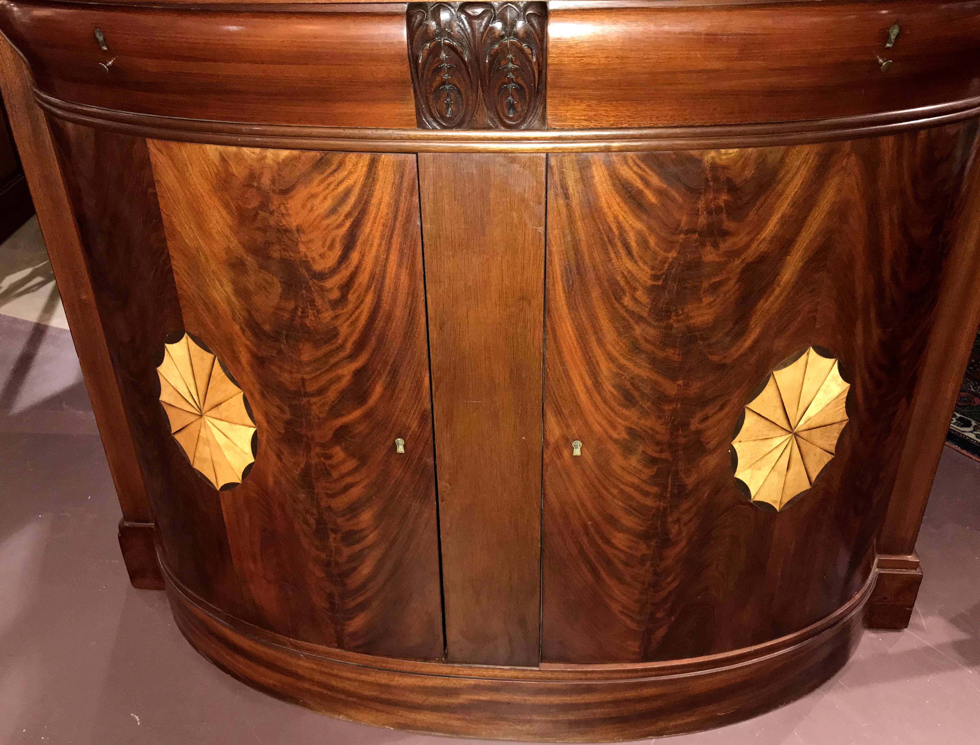 English 19th Century Regency Style Mahogany Sea Captain’s Demilune Bar or Server