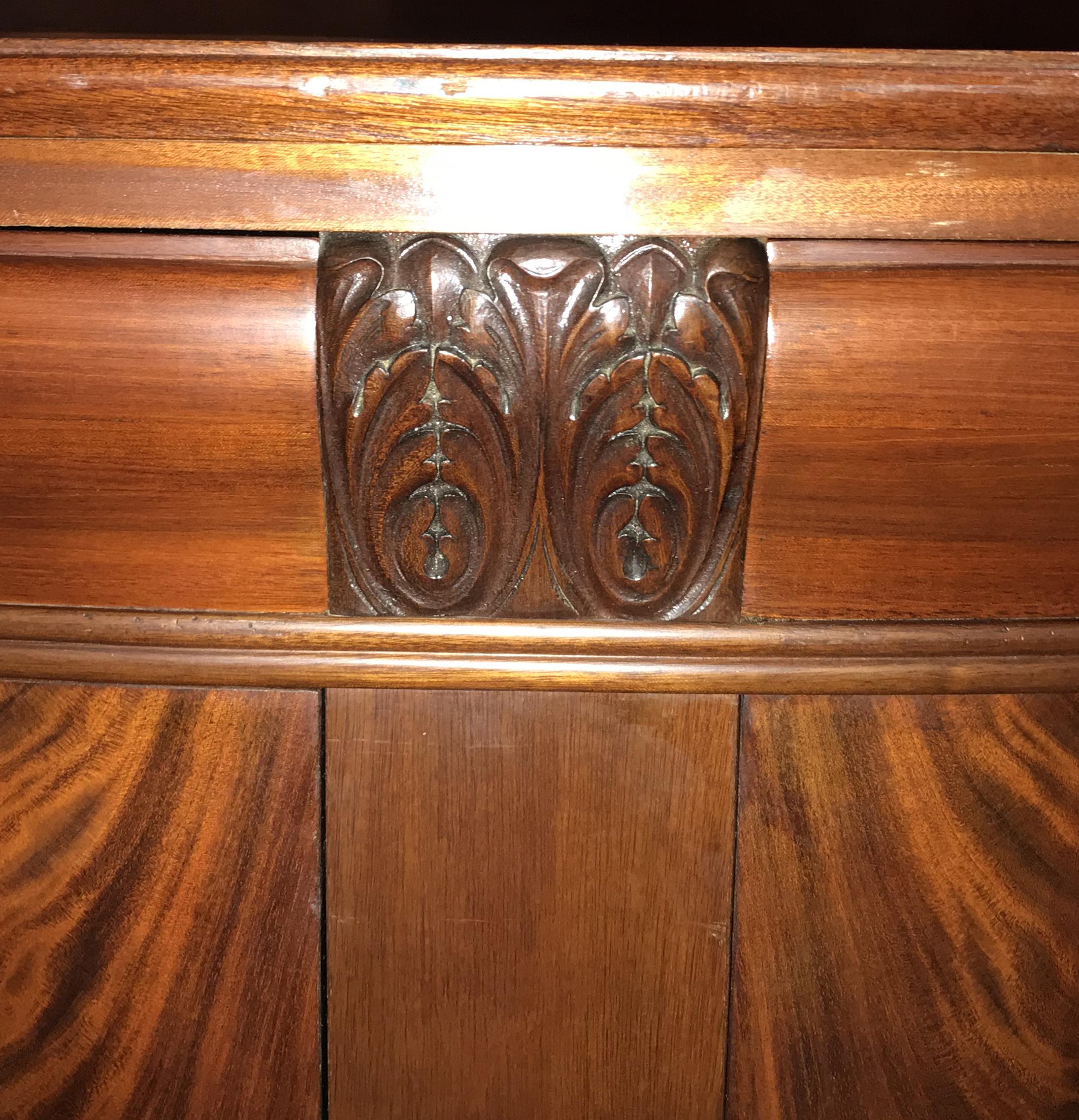 Hand-Carved 19th Century Regency Style Mahogany Sea Captain’s Demilune Bar or Server