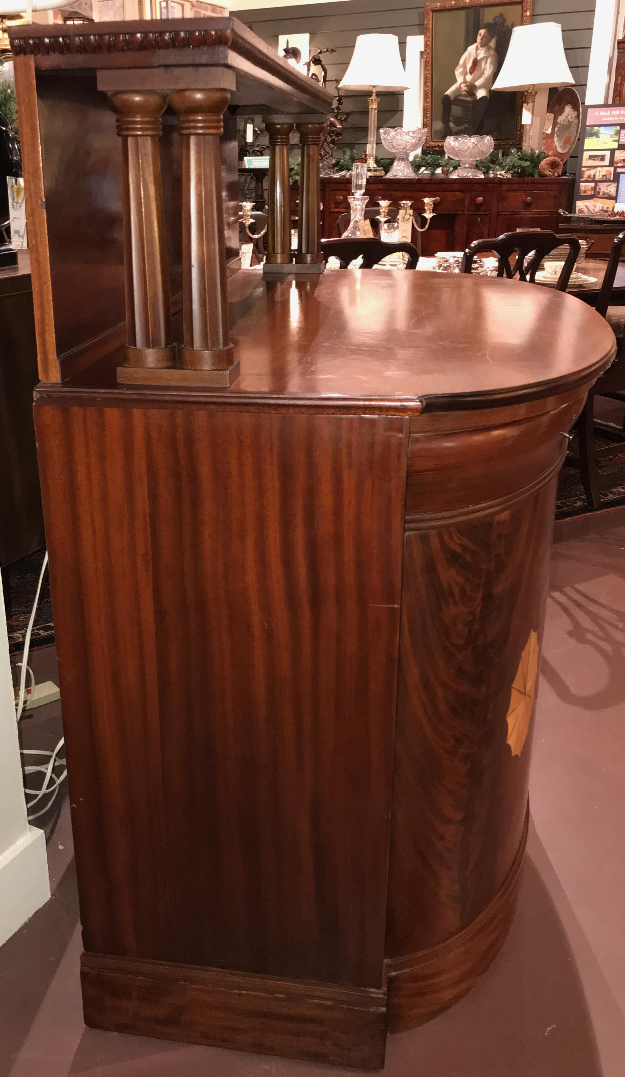 19th Century Regency Style Mahogany Sea Captain’s Demilune Bar or Server In Good Condition In Milford, NH