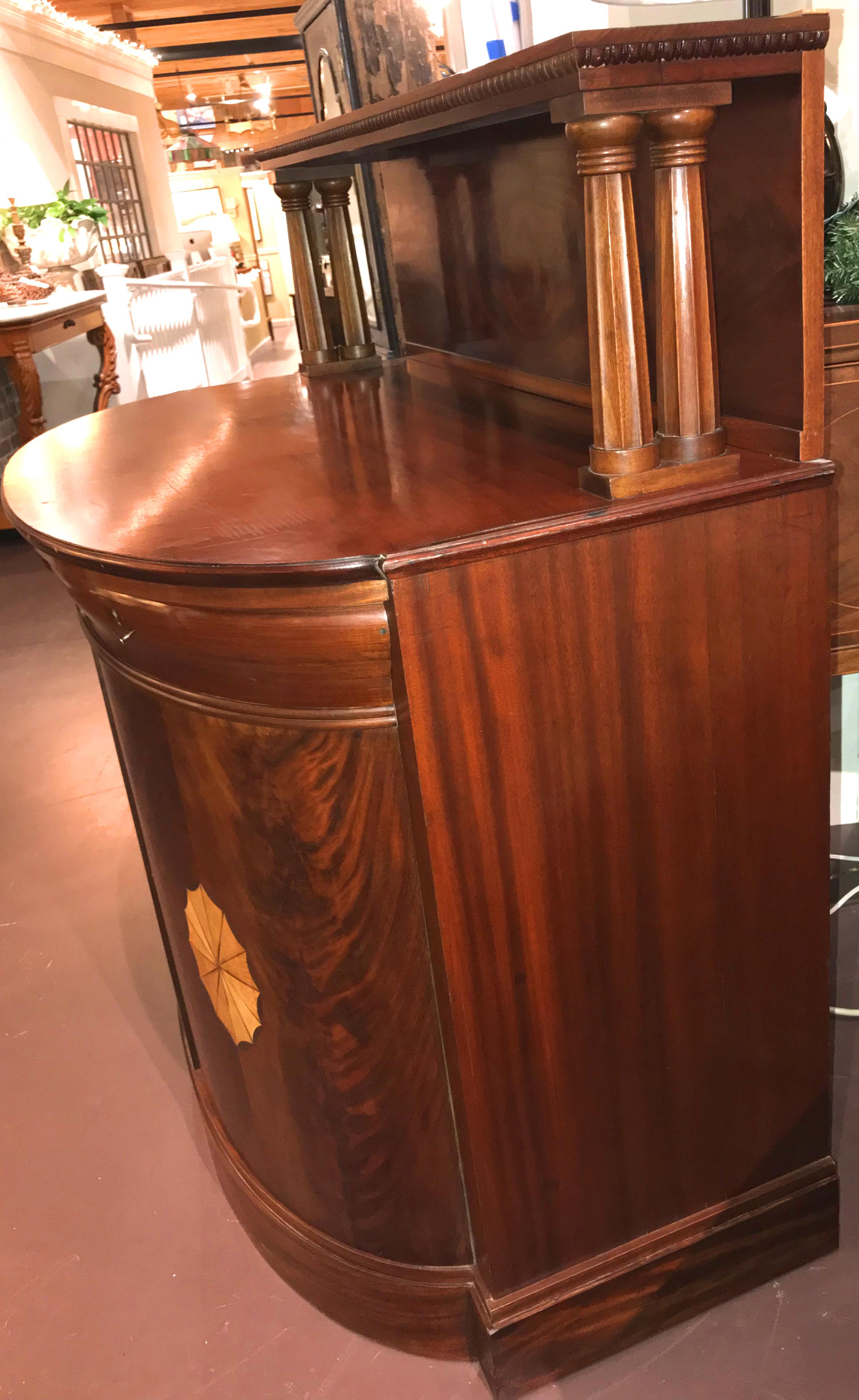Fruitwood 19th Century Regency Style Mahogany Sea Captain’s Demilune Bar or Server