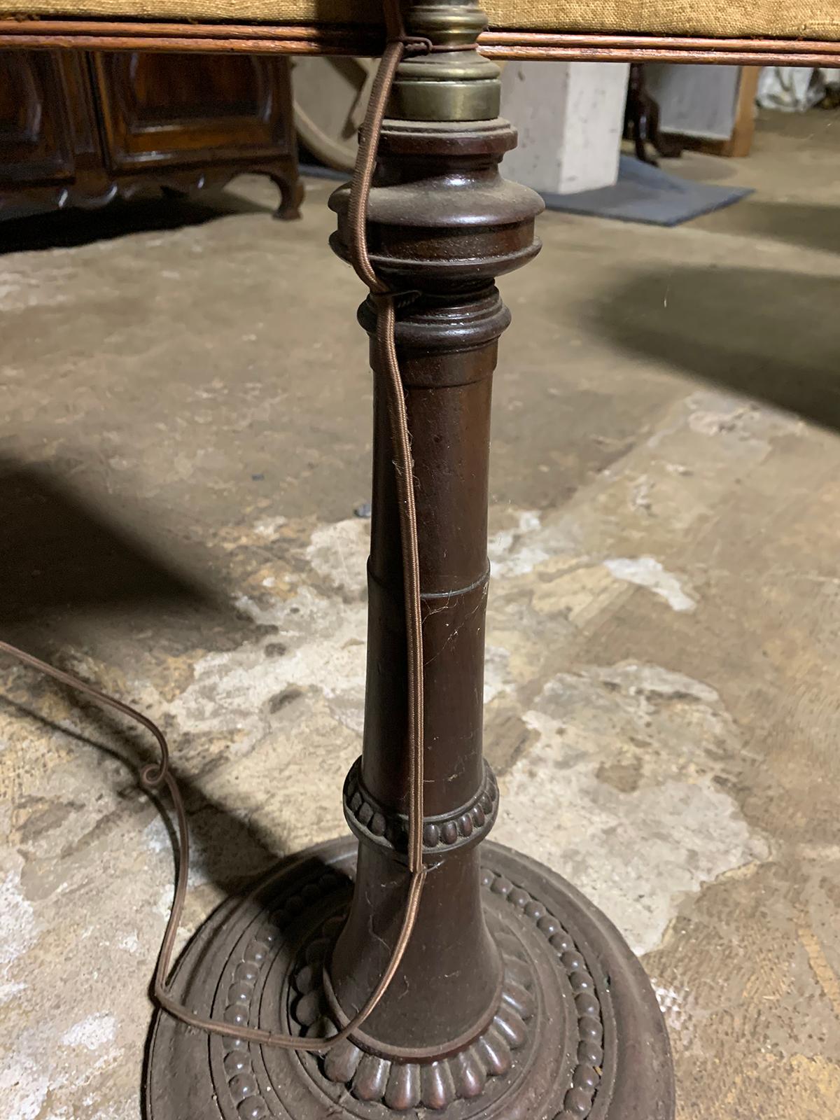 19th Century Regency Style Metal Fire Pole with Fabric Screen as Floor Lamp For Sale 7