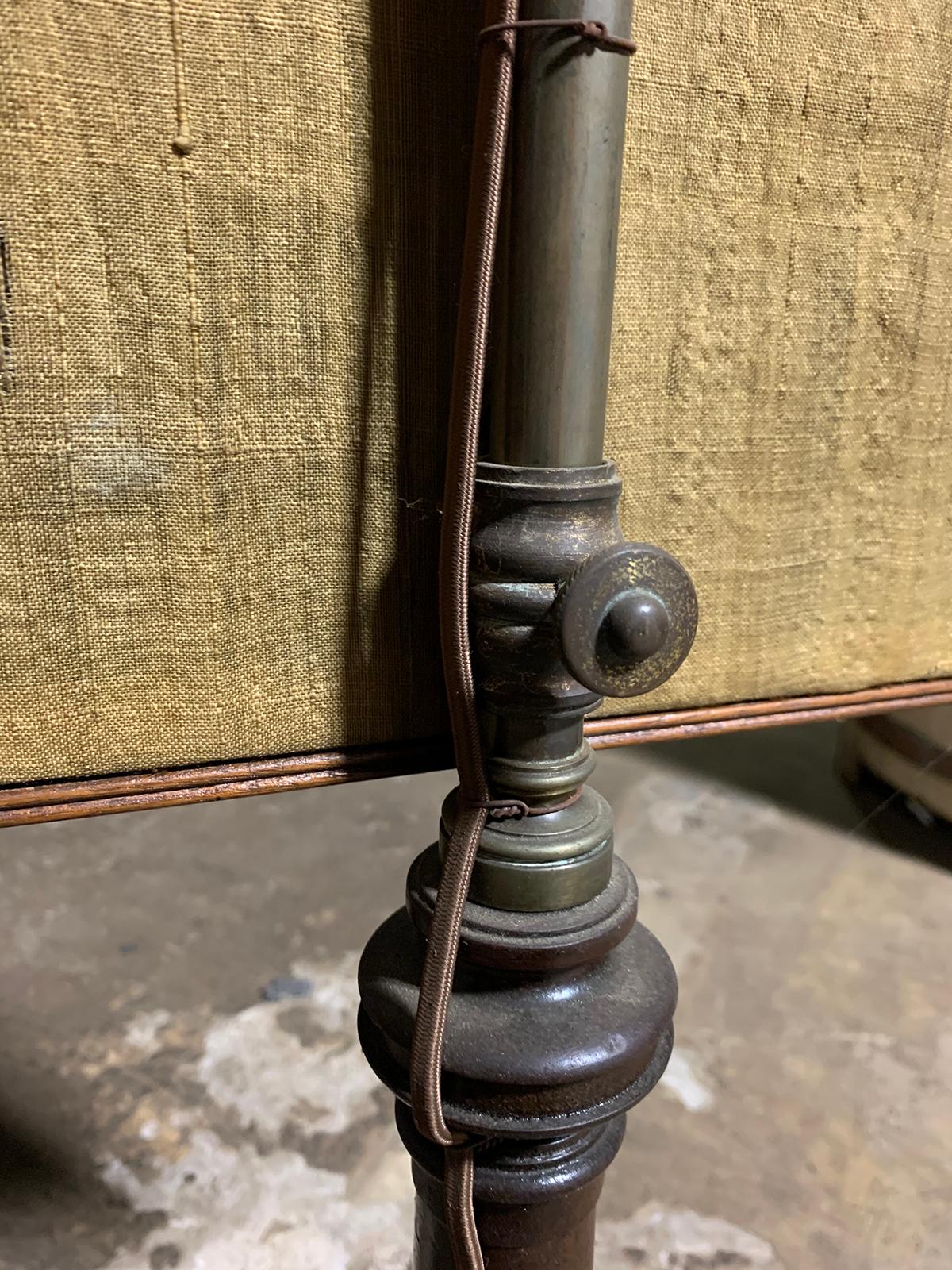 19th Century Regency Style Metal Fire Pole with Fabric Screen as Floor Lamp For Sale 8