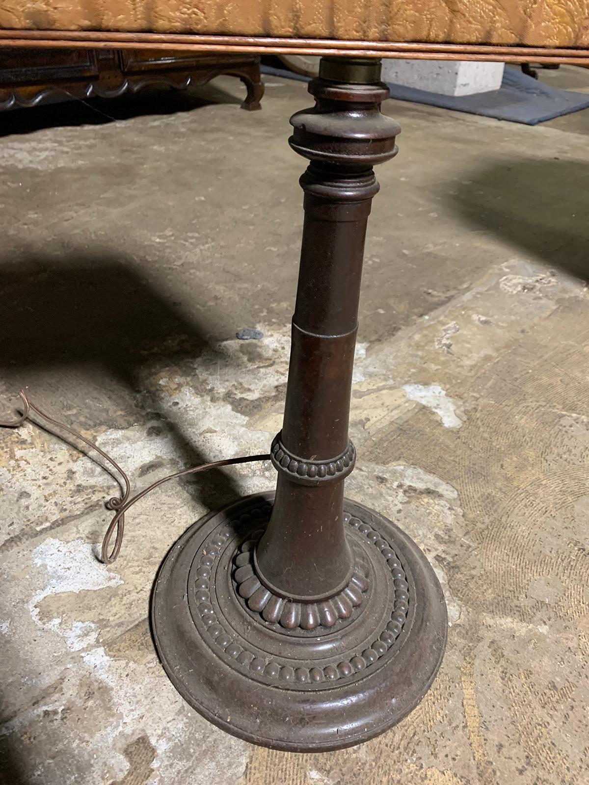 19th Century Regency Style Metal Fire Pole with Fabric Screen as Floor Lamp For Sale 3