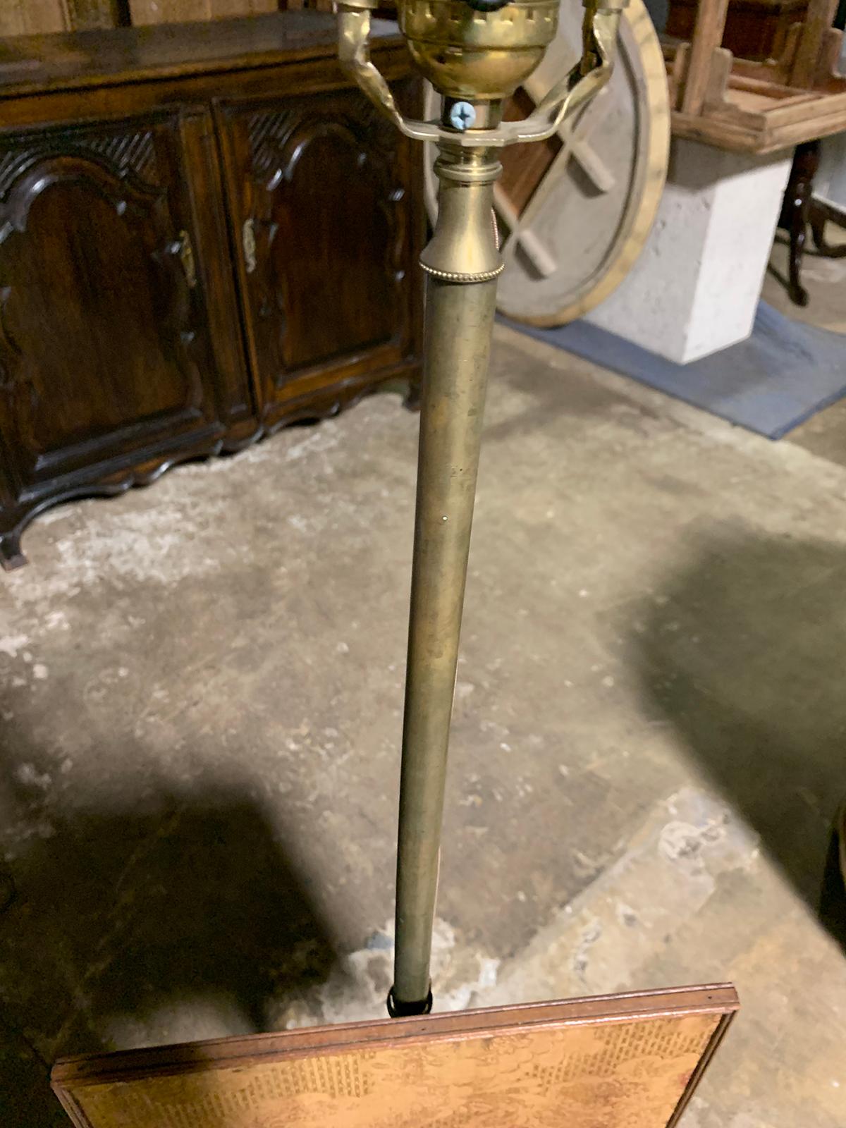 19th Century Regency Style Metal Fire Pole with Fabric Screen as Floor Lamp For Sale 6