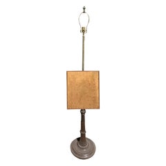 19th Century Regency Style Metal Fire Pole with Fabric Screen as Floor Lamp