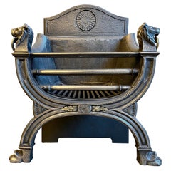 19th Century Regency Style Polished Cast Iron Fire Grate