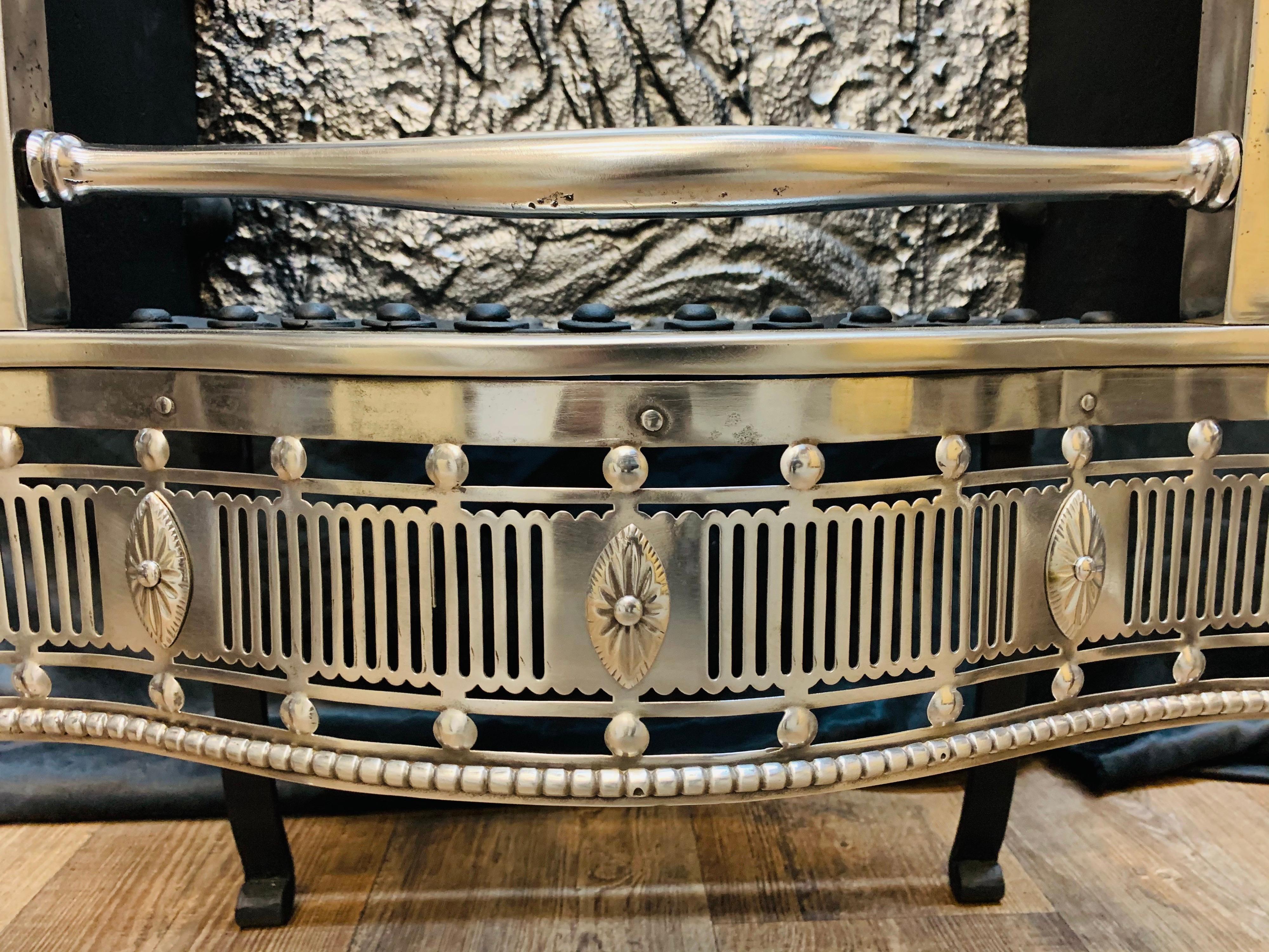 19th Century Regency Style Polished Steel Fire Grate Basket For Sale 7