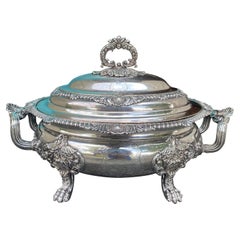 Zuppiera in argento Sheffield del 19° secolo in stile Regency con stemmi in sterline