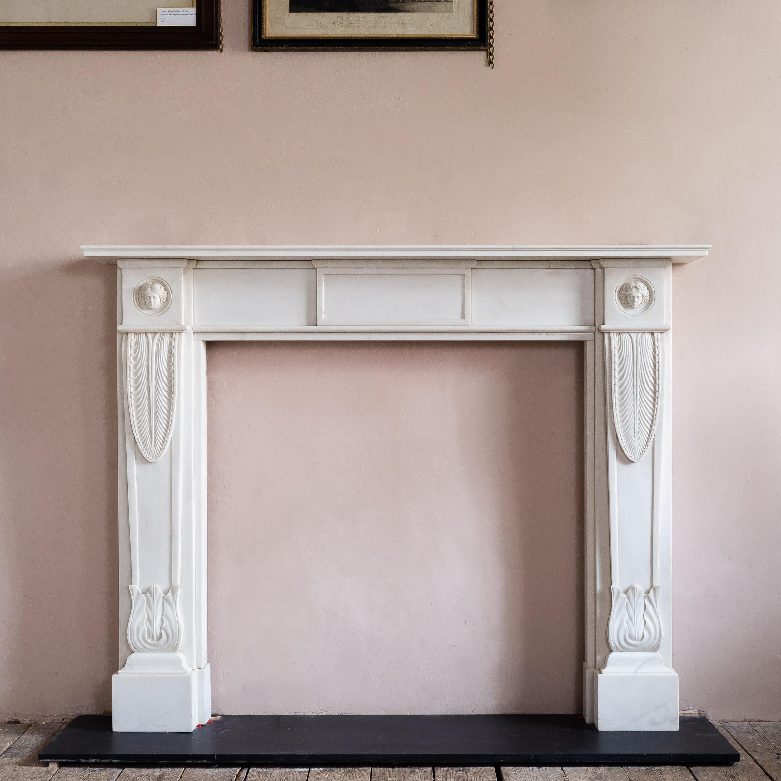 19th Century Regency Style White Marble Fireplace in vendita 6