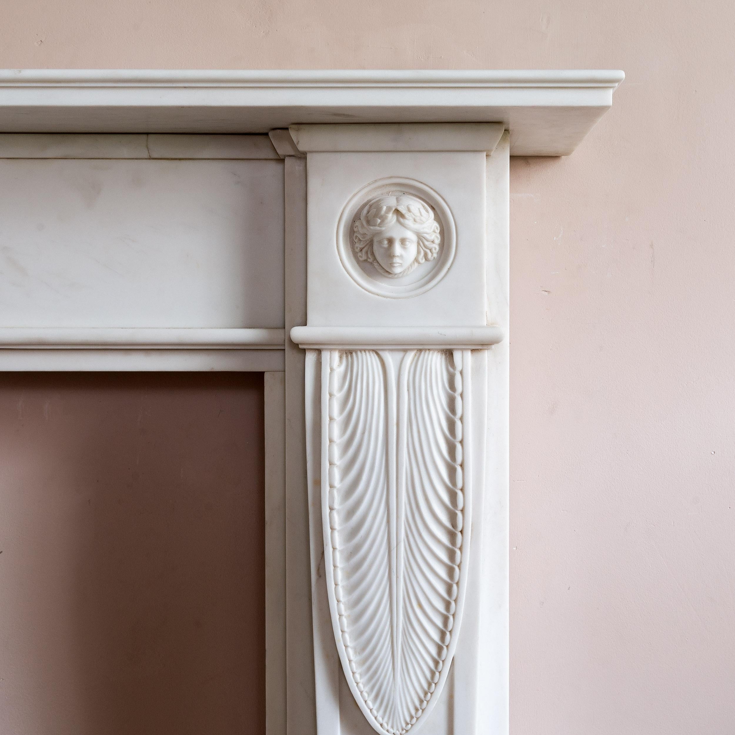 19th Century Regency Style White Marble Fireplace in vendita 2