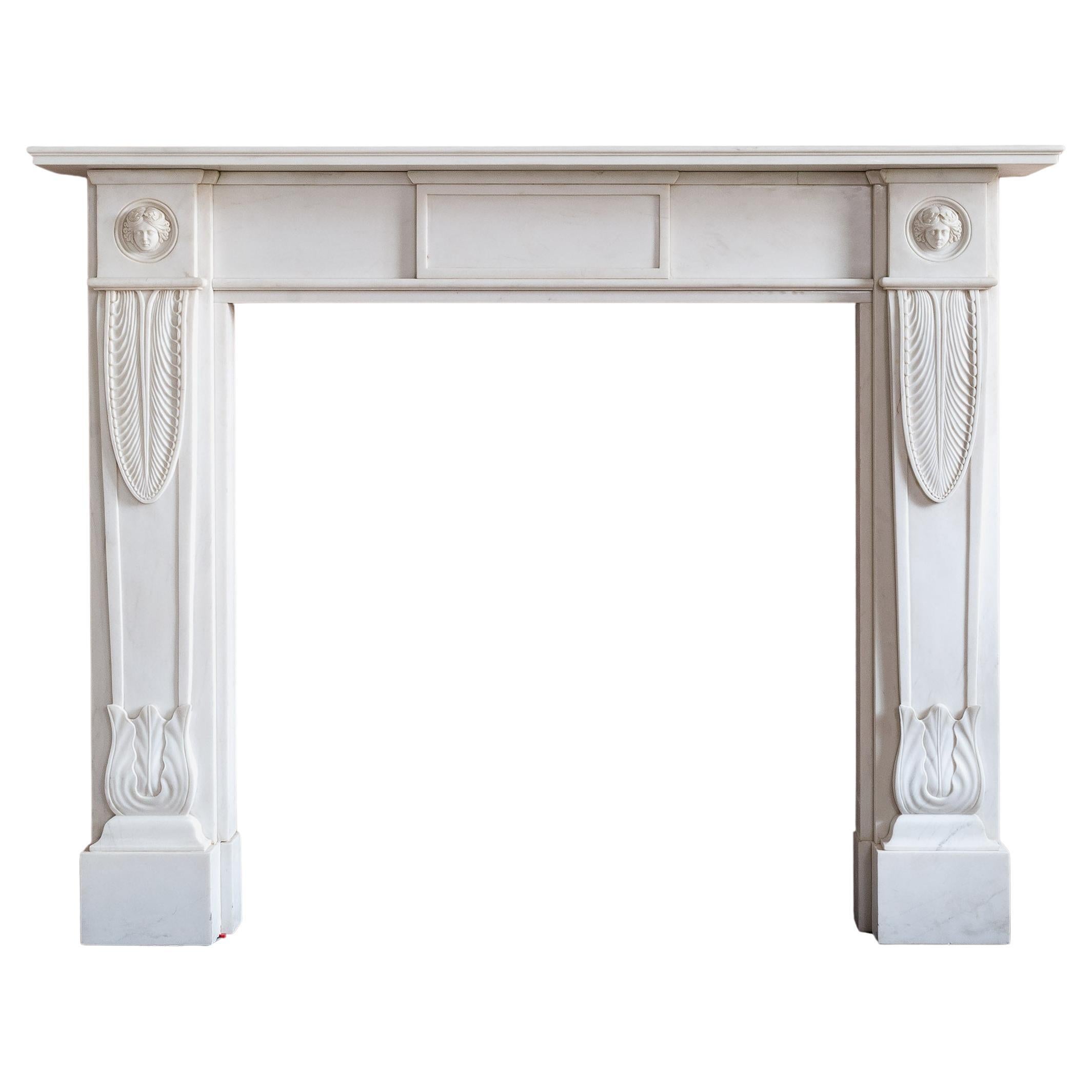 19th Century Regency Style White Marble Fireplace in vendita