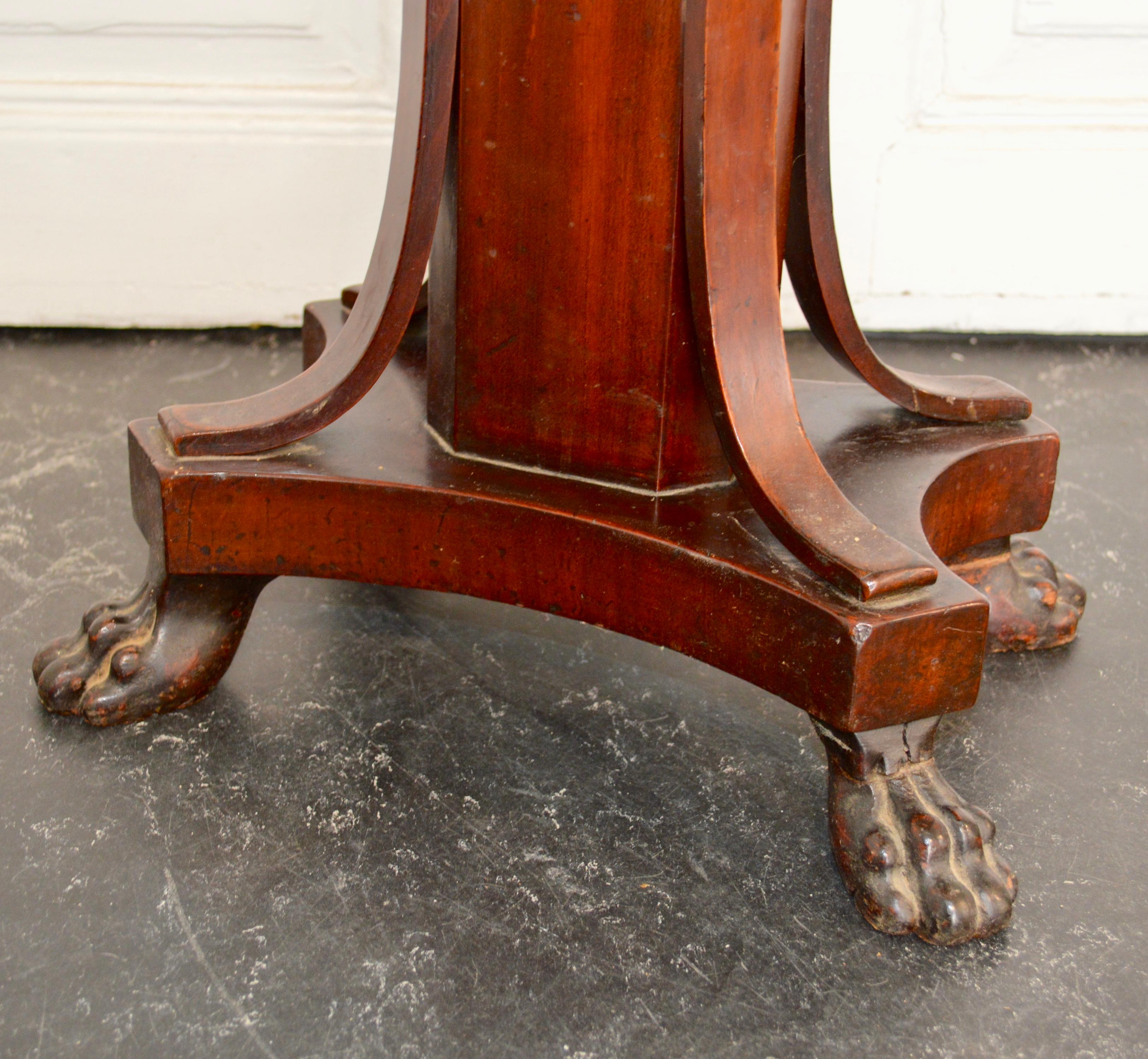19th Century Regency Tea or Tobacco Table With Lion-Feet And Brass Fitted Drawer For Sale 2