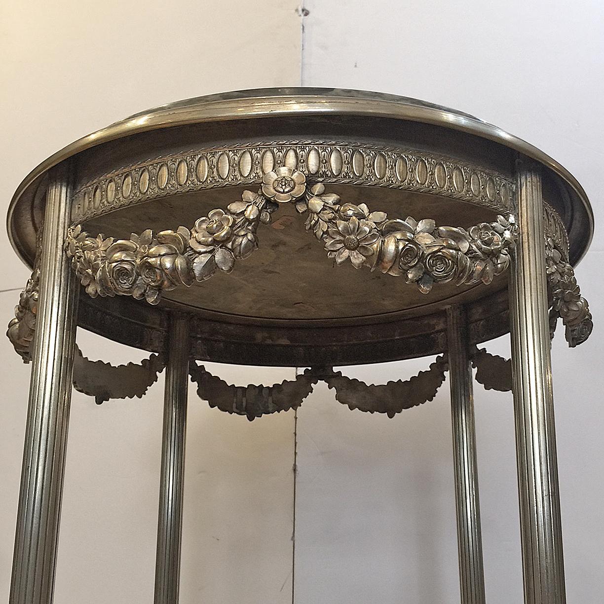 Regency Revival 19th Century Regency Tea Table Center Table in Bronze Silver