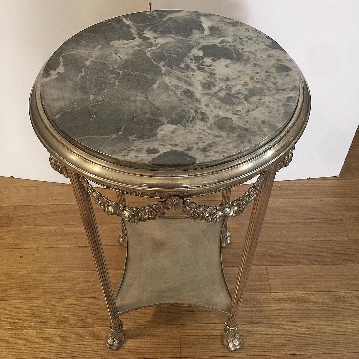 Italian 19th Century Regency Tea Table Center Table in Bronze Silver
