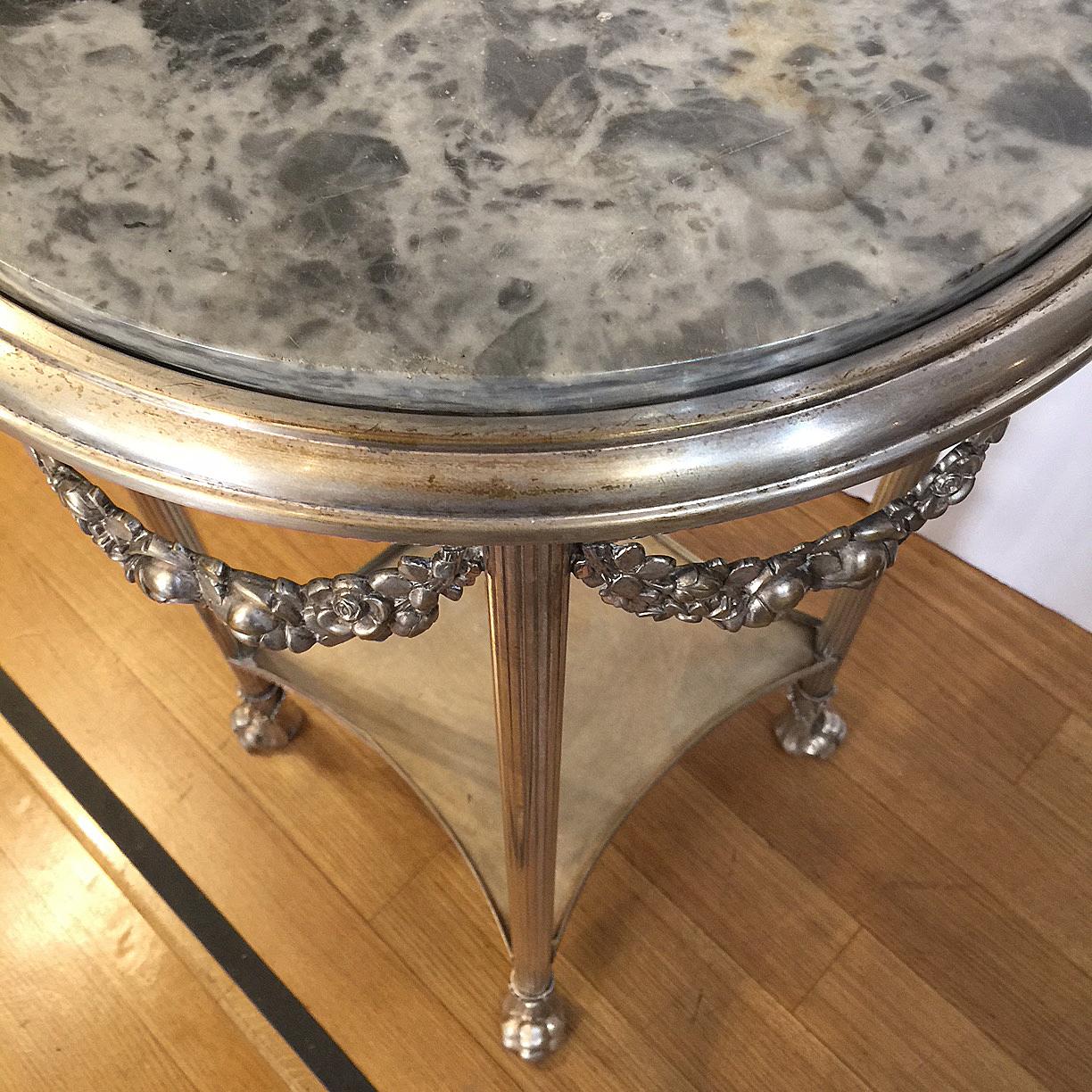 19th Century Regency Tea Table Center Table in Bronze Silver In Good Condition In Firenze, IT