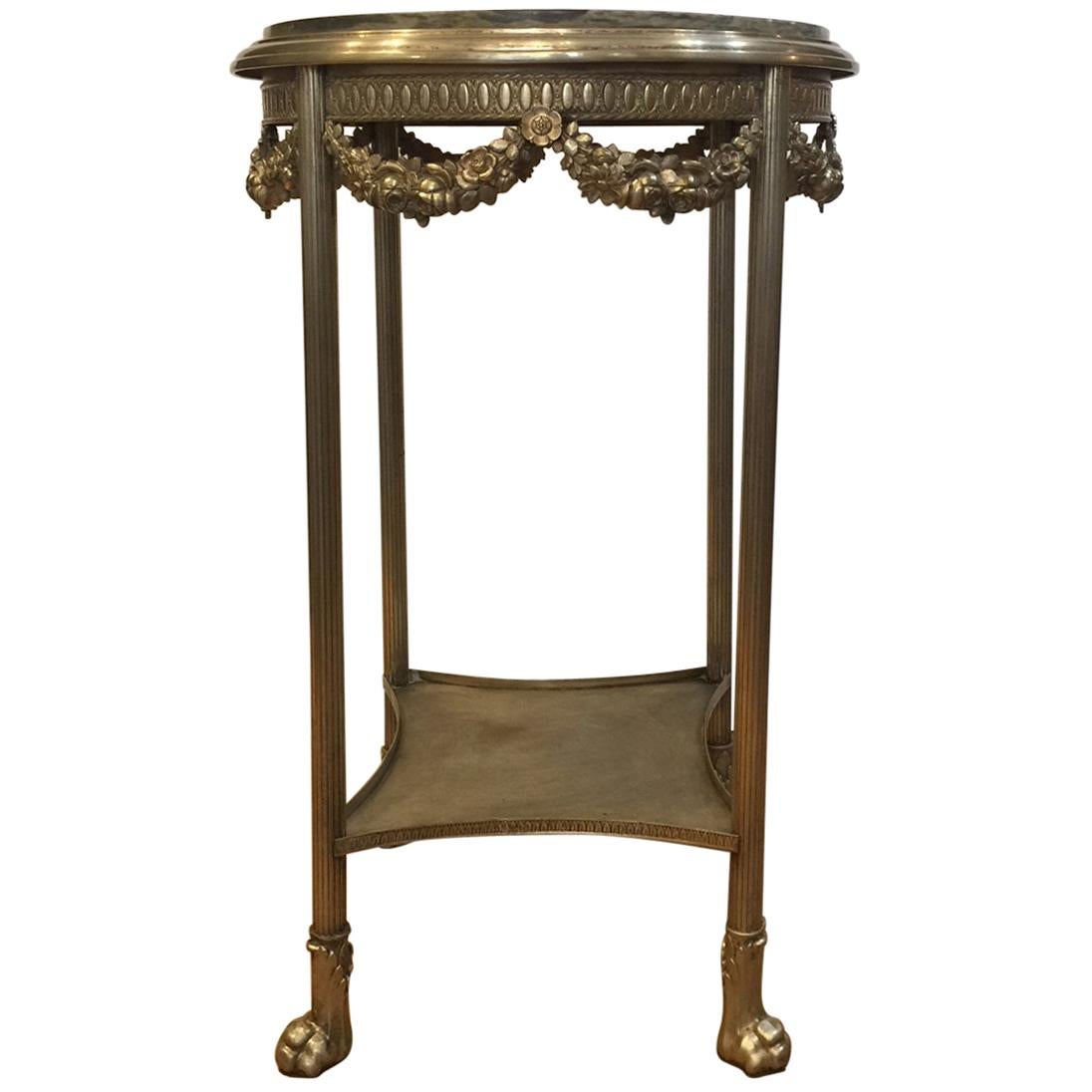 19th Century Regency Tea Table Center Table in Bronze Silver