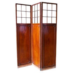 Antique 19th Century Regency Three Fold Screen with Glass Panels
