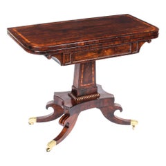19th Century Regency Tigerwood and Crossbanded Card Table