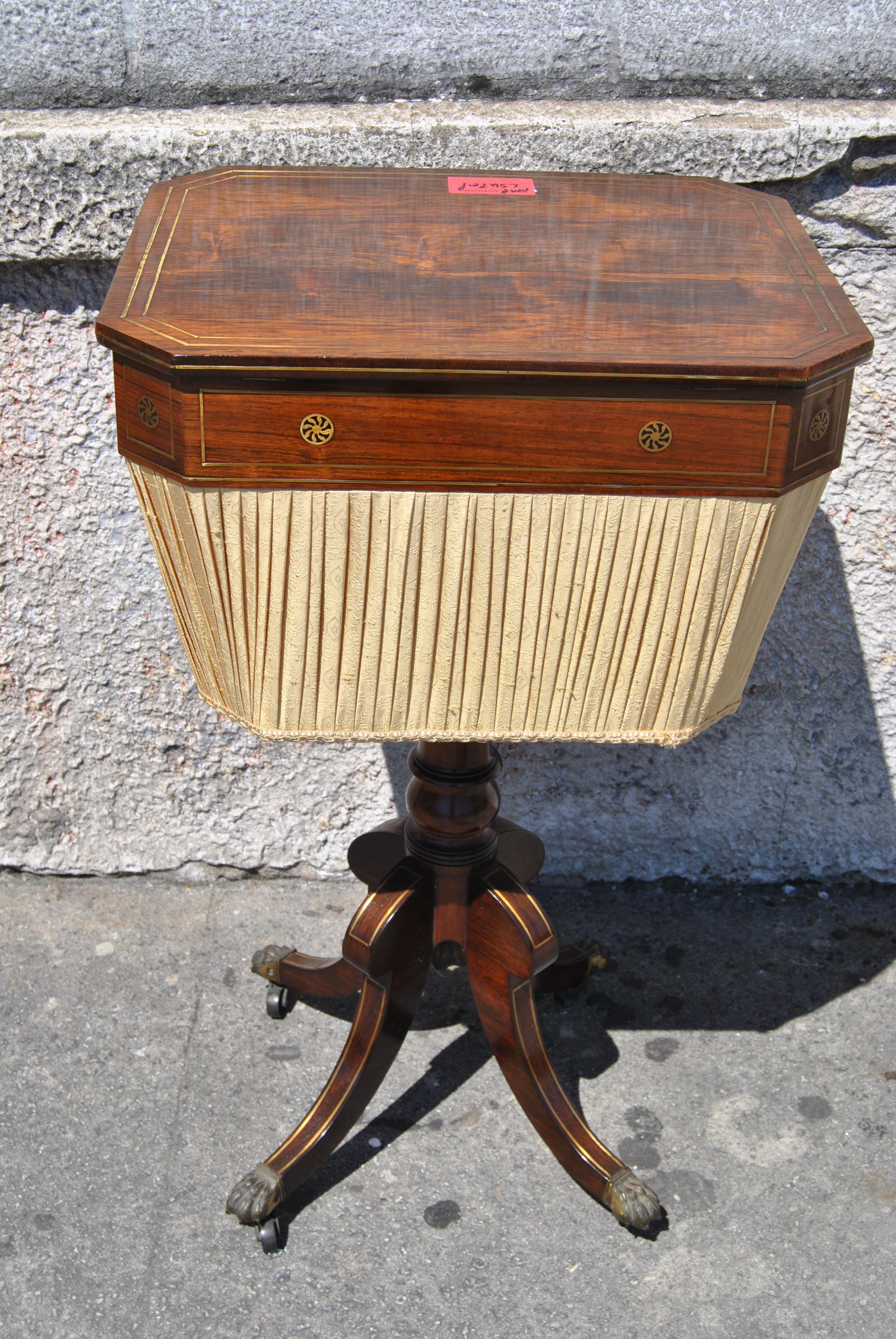 Early 19th Century 19th Century Regency / William IV English Rosewood Sewing / Work Table For Sale